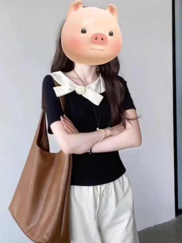 순면 프랑스식 베이비 칼라 반팔 티셔츠 여성 여름 빅 사이즈 마이크로 지방 mm 슬림해 보이는 디자인 센스 작은 대중 chic 맨위 이미지 3