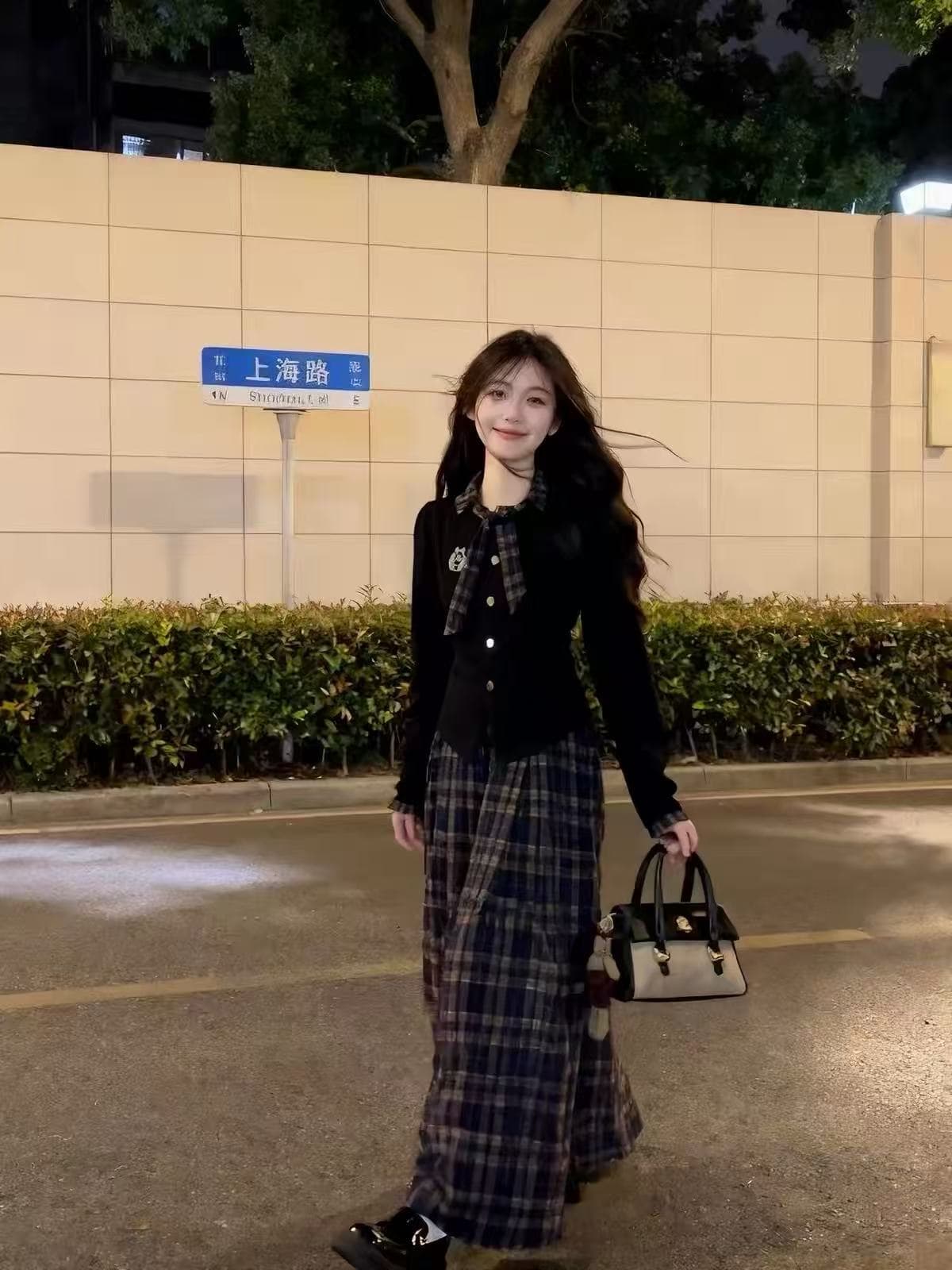 프랑스식 학원 스타일 착용 가져 가라. 전체 집합 고유 한 슈퍼 잘 생긴 한 부서 연령 감소 길다 치마 학원 스타일 맨위 투피스 세트 상세 이미지 4