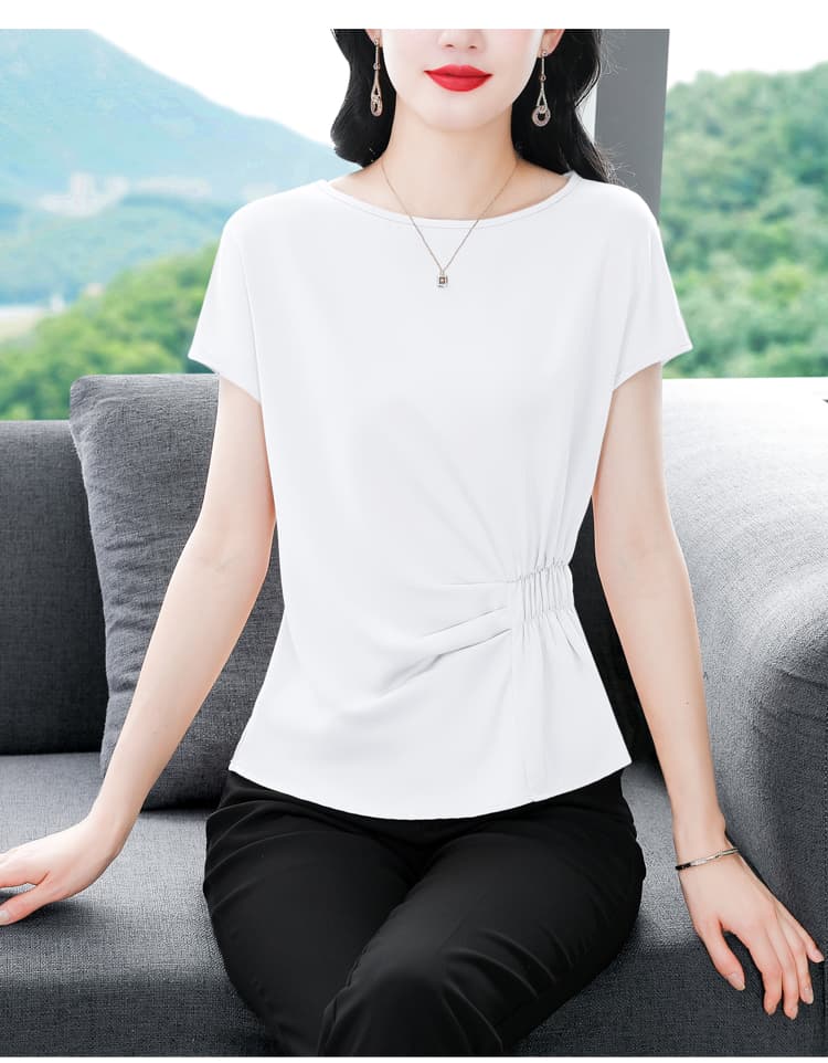 2026 신제품 패션 다용도 반팔 티셔츠 여성 여름 새로운 캐주얼 외국 가스 슬림해 보이는 표지 배 맨위 상세 이미지 25