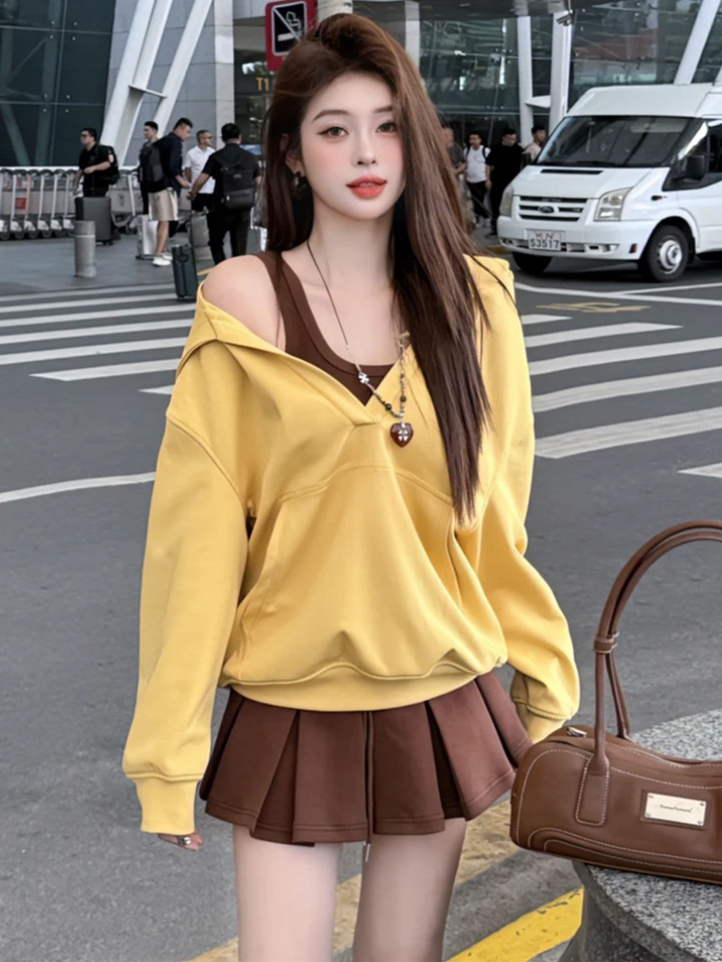 털이 있는 가을 겨울 새로운 달콤함 루즈핏 슬림해 보이는 연령 감소 표지 고기 세련된 느긋한 느슨함 슬립 후드티 세트