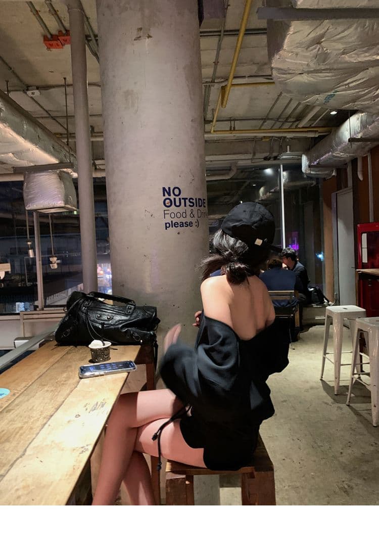 올해 인기 ~ 중 검정색 긴팔 후드티 여성 자이언트 슬림해 보이는 루즈핏 핫걸 느긋한 바람 패션 다용도 캐주얼 맨위 상세 이미지 5