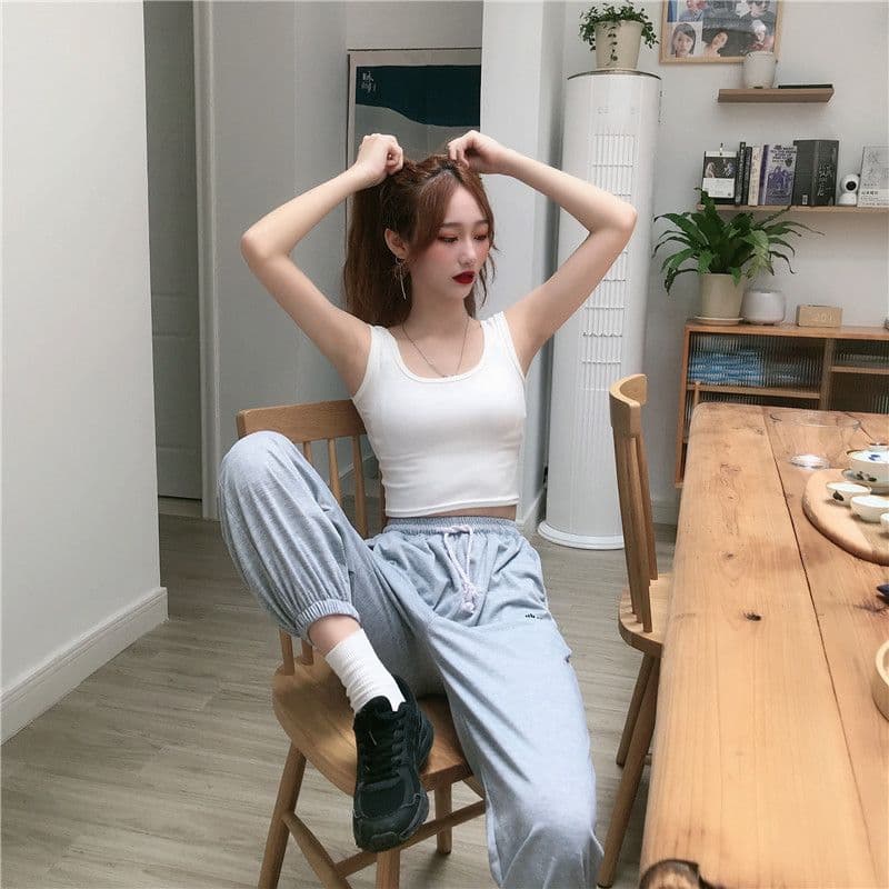 순면 32 화이트 작은 조끼 만나는 민소매 슬립 이슬 뼈의 쇼트 스타일 맨위 여성 상세 이미지 11