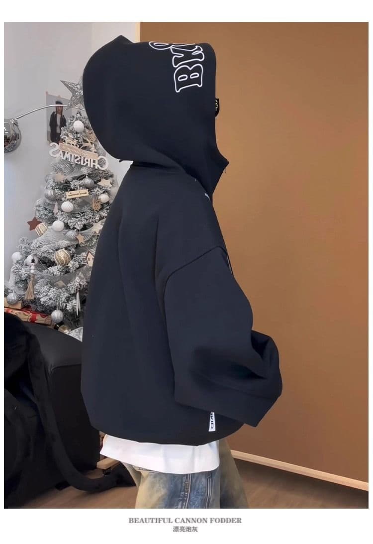 후아 면 복합 후드티 트렌디 레바논 모자 셔츠 지퍼 오픈 가디건 후드티 여자 봄 가을 겨울 긴팔 루즈핏 재킷 트렌디 상세 이미지 26