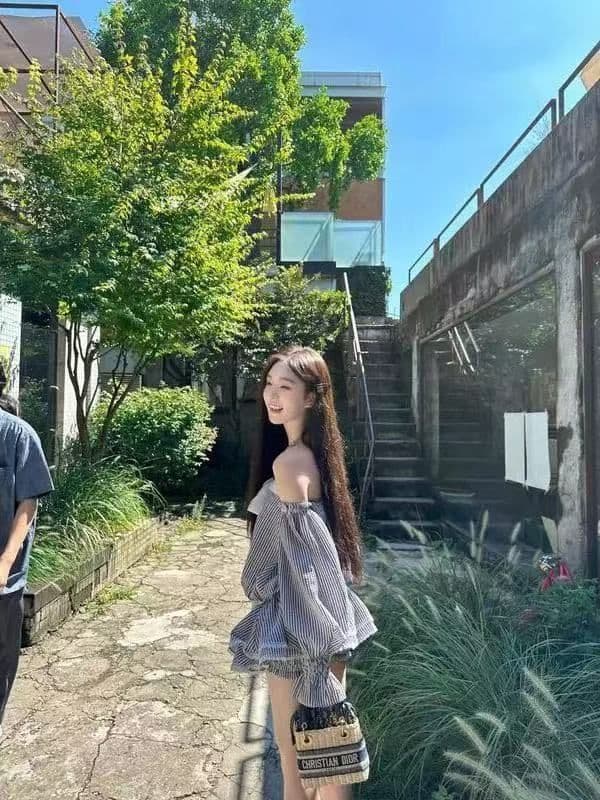 오프숄더 나비 매듭 스트라이프 튜브탑 여성 드레스 여름 프랑스식 품격 허리 수축 자이언트 잘 생긴 케이크 짧은 치마 상세 이미지 5