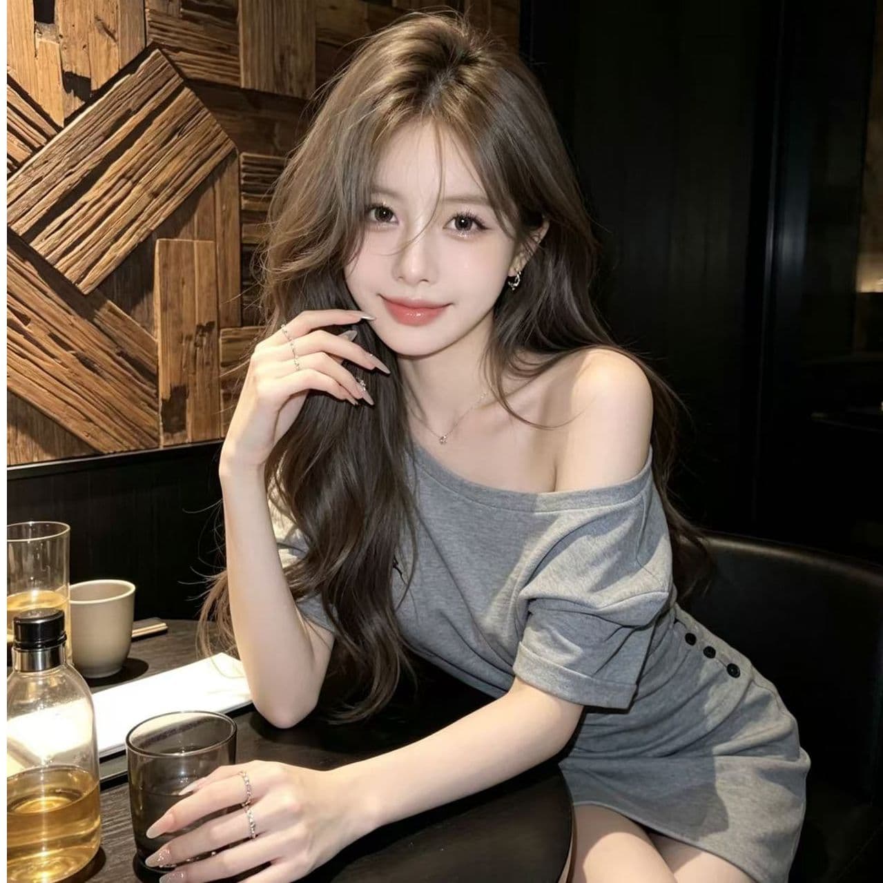 작은 키 자수 반팔 니트 맨위 세트 여성 여름 새로운 핫걸 하이웨이스트 슬림해 보이는 한 마디 반신 미니 스커트 이미지 3