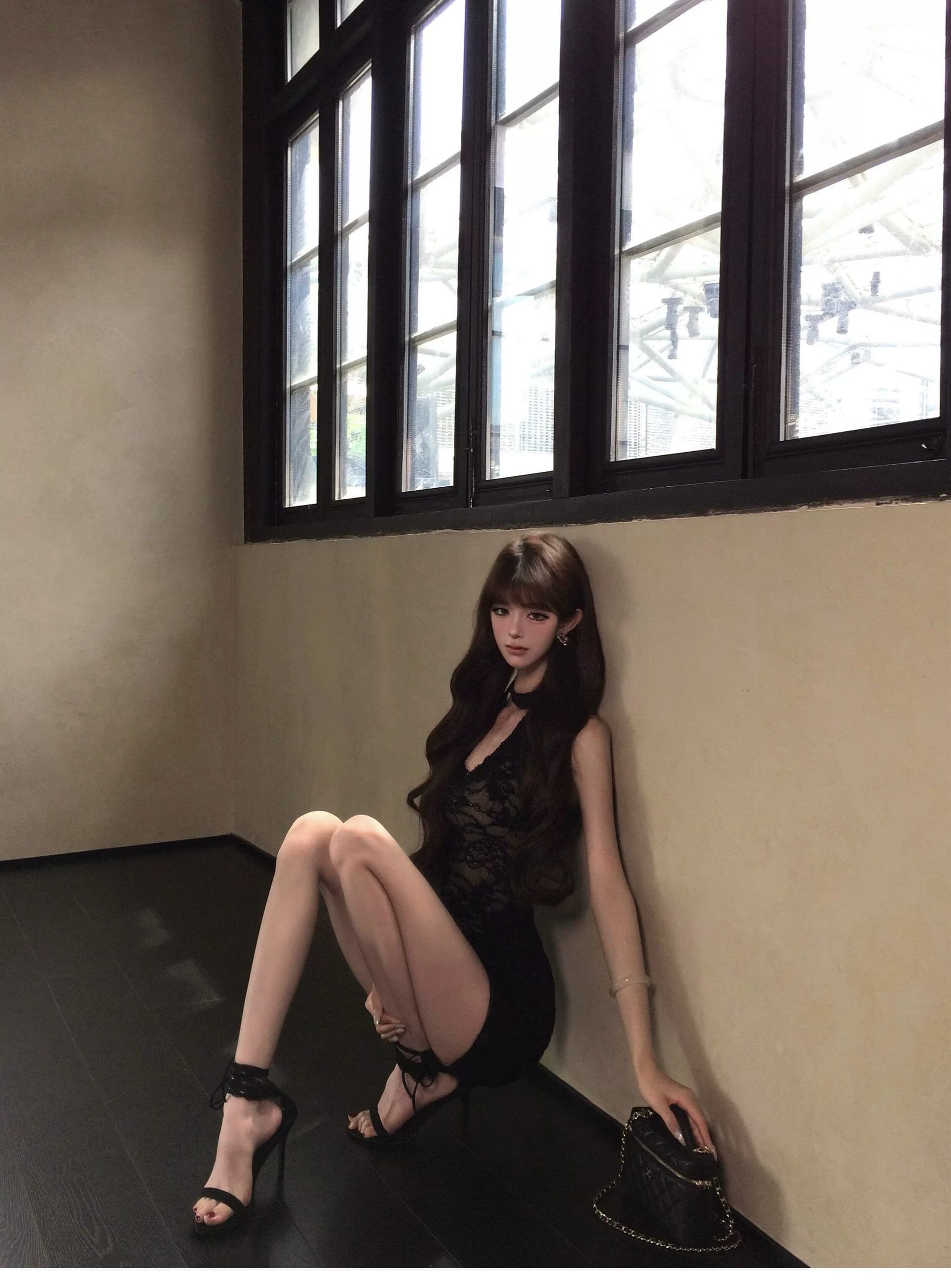 플러스 네리 순수한 욕망 레이스 매듭 섹시함 쇼트 스타일 드레스 허리 수축 핫걸 레이스업 행침 목 치마 상세 이미지 16