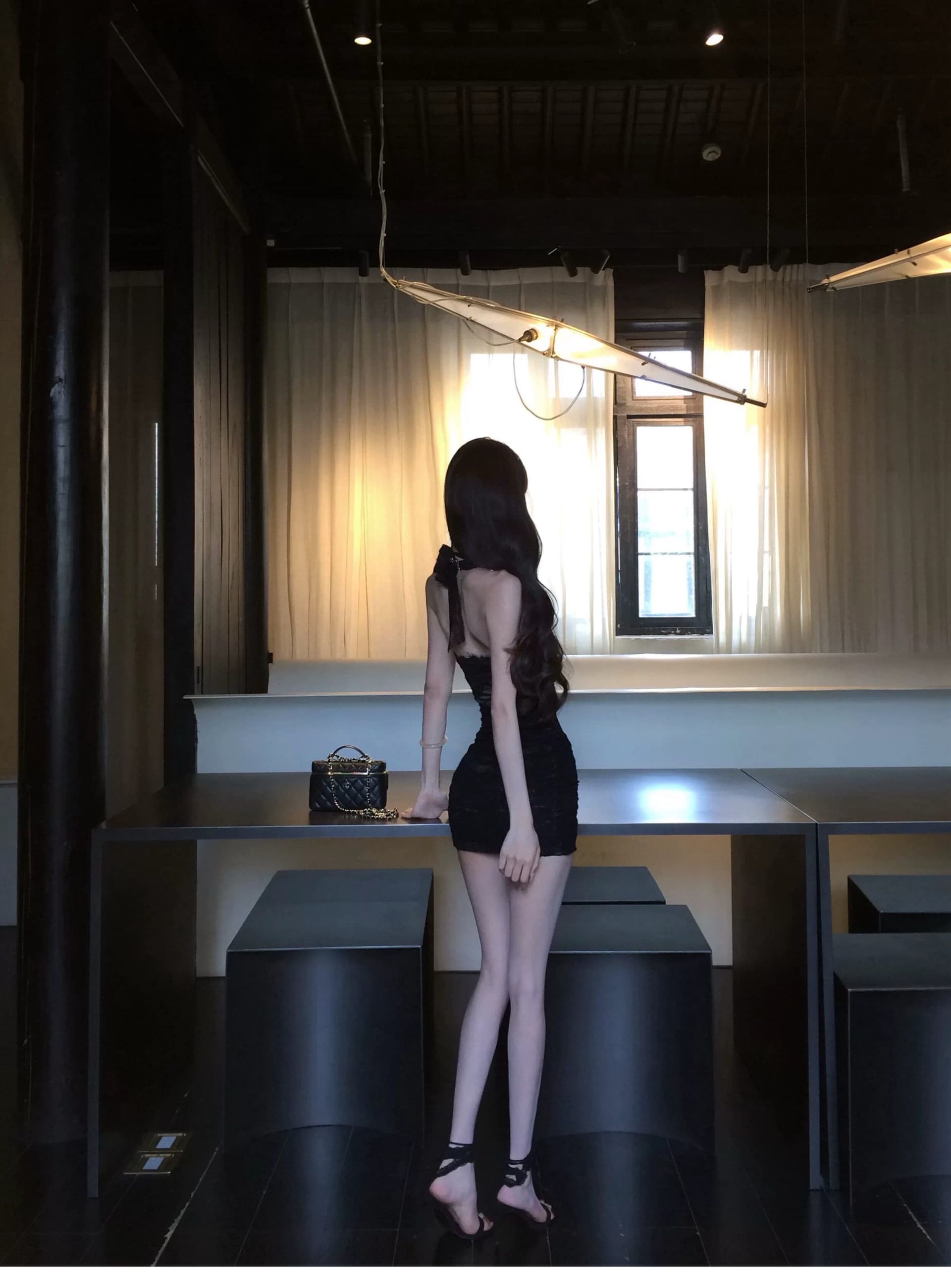 플러스 네리 순수한 욕망 레이스 매듭 섹시함 쇼트 스타일 드레스 허리 수축 핫걸 레이스업 행침 목 치마 상세 이미지 21