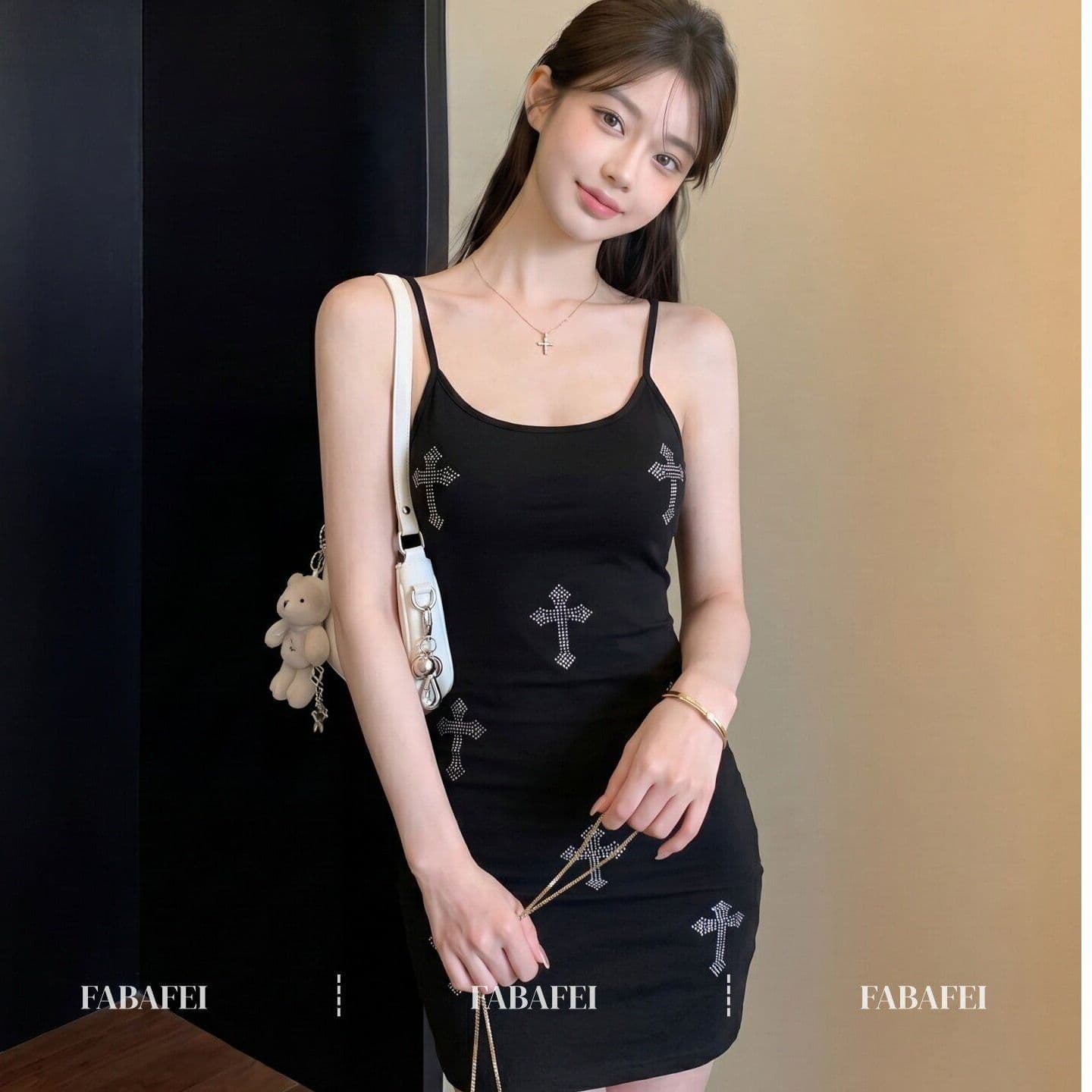 달콤한 차가운 바람 핫픽스 십자가 슬립 여성 드레스 2026 여름 새로운 몸매 가꾸기 디스플레이 몸 타이트 스커트 짧은 치마 이미지 3