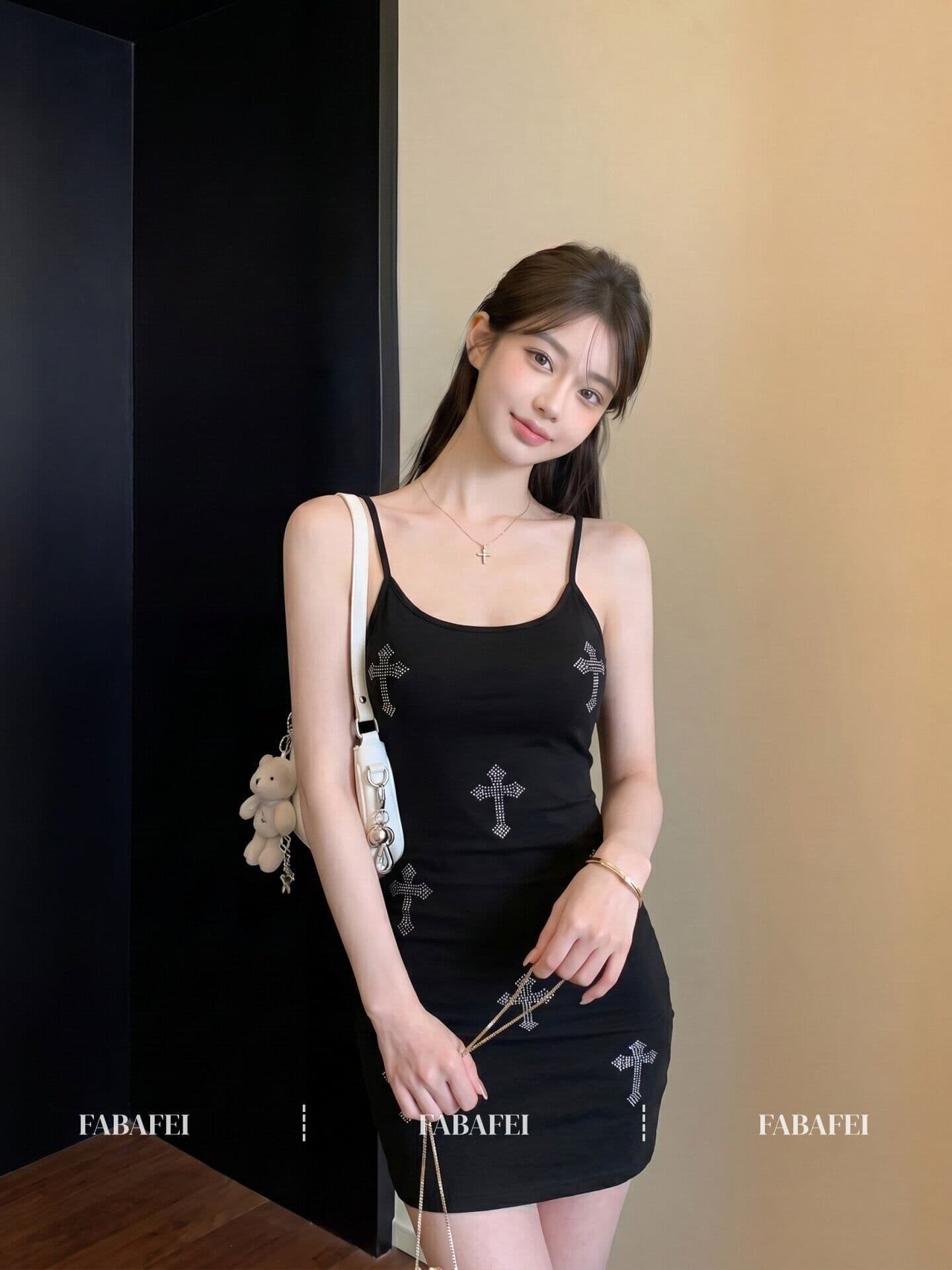 달콤한 차가운 바람 핫픽스 십자가 슬립 여성 드레스 2026 여름 새로운 몸매 가꾸기 디스플레이 몸 타이트 스커트 짧은 치마 상세 이미지 1
