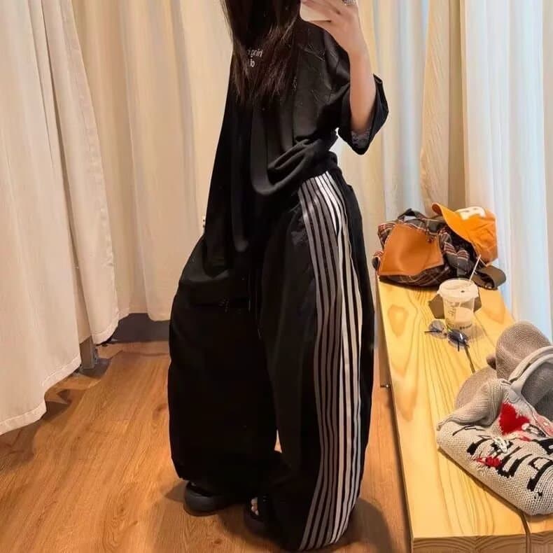 조수 브랜드 레트로 스트라이프 스트레이트 캐주얼 바지 남녀 거리 루즈핏 트렌드 다용도 루즈핏 캐주얼 도루 센스 긴 바지 상세 이미지 5