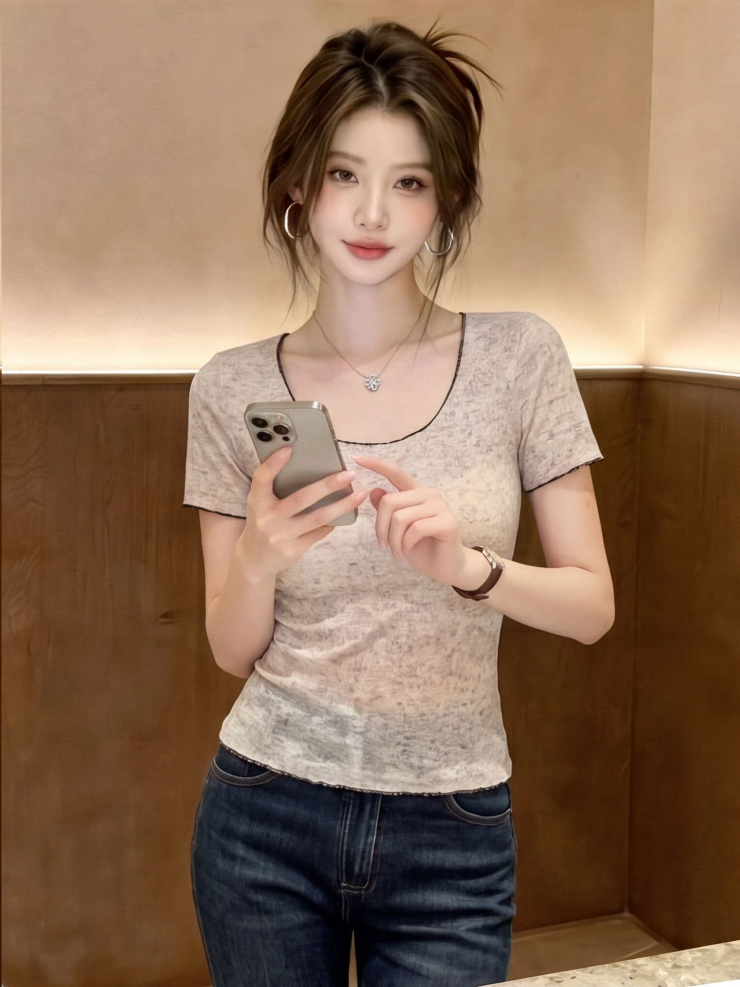 한국 눈꽃 마 배색 얇은 스타일 긍정적 인 어깨 u 칼라 반팔 티셔츠 여름 순수한 욕망 몸매 가꾸기 풀오버 기본 셔츠 맨위 상세 이미지 9
