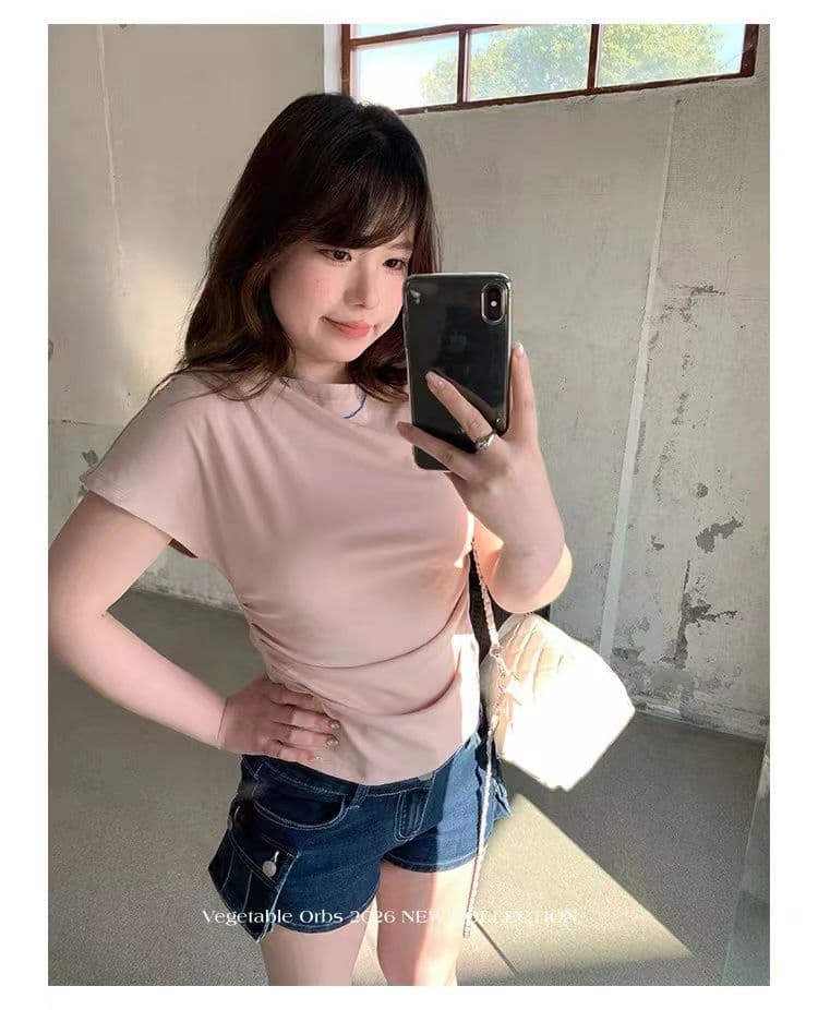 디자인 센스 마 오래된 로우 웨이스트 주머니 데님 반바지 상세 이미지 6