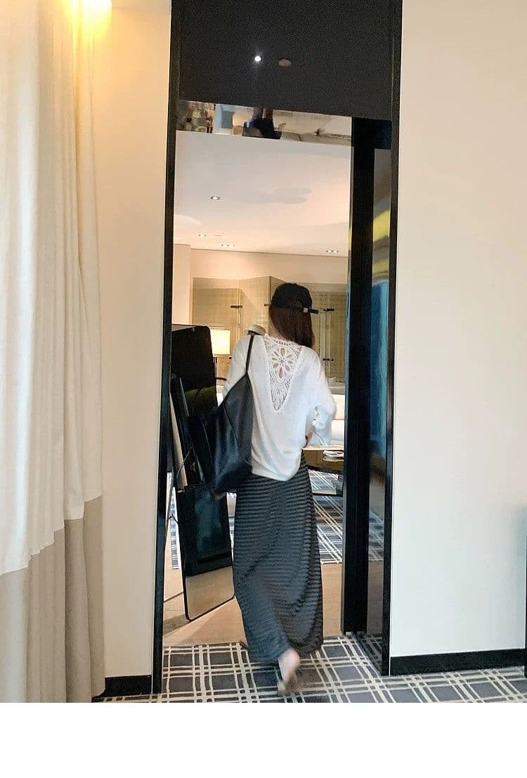 한 부서 뒤로 홀로우 아웃 화이트 V넥 긴팔 티셔츠 자외선 차단 블라우스 상세 이미지 10