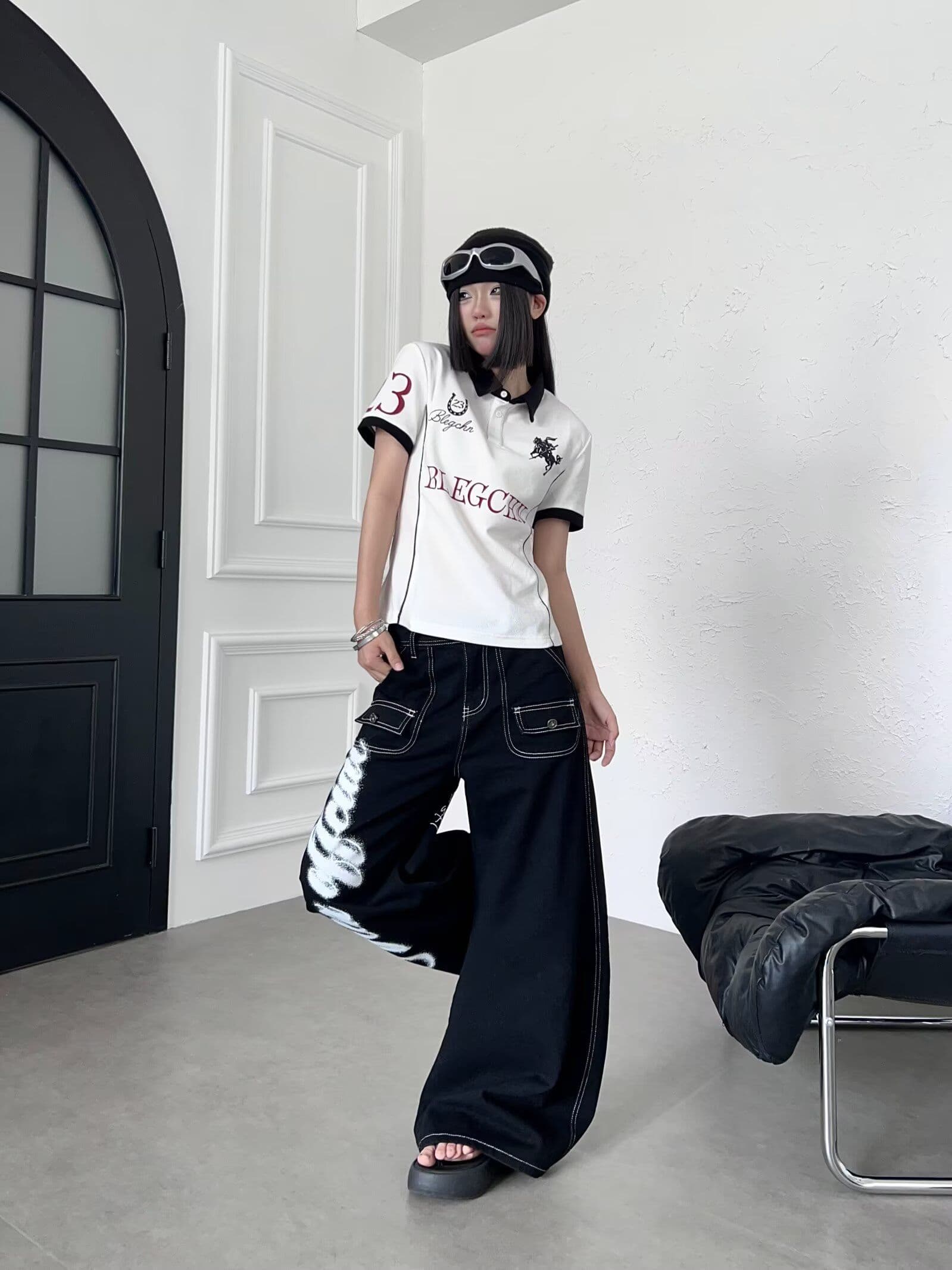 아메리칸 해체 주머니 모통이 칼 바지 남녀 디자인 센스 넓은 다리 루즈핏 다용도 조수 브랜드 바닥 청소 청바지 상세 이미지 22