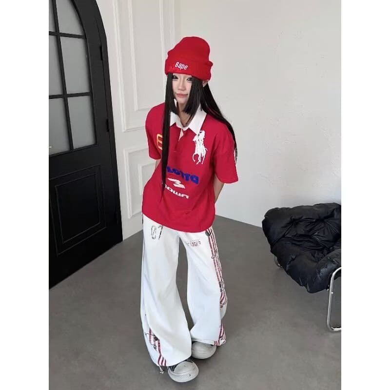 후아 면 복합 우유 실크 펌프 로프 캐주얼 운동 웨이 바지 여성 봄 가을 루즈핏 재즈 댄스 와이드 레그 팬츠 이미지 4