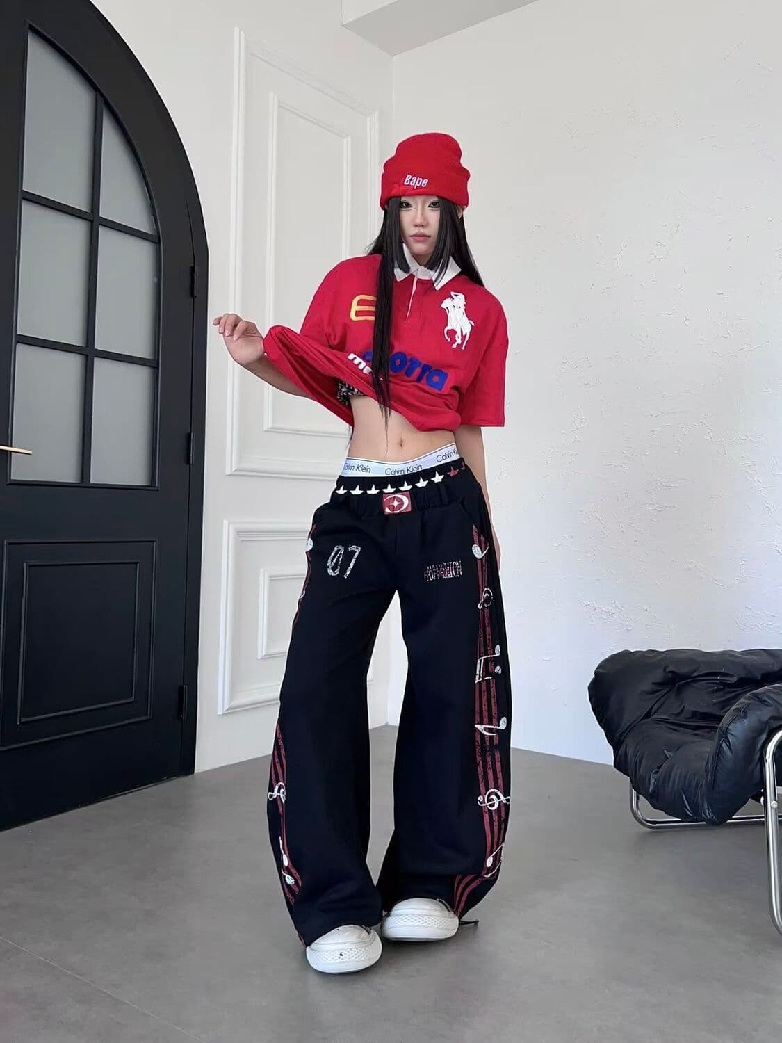 후아 면 복합 우유 실크 펌프 로프 캐주얼 운동 웨이 바지 여성 봄 가을 루즈핏 재즈 댄스 와이드 레그 팬츠 상세 이미지 10