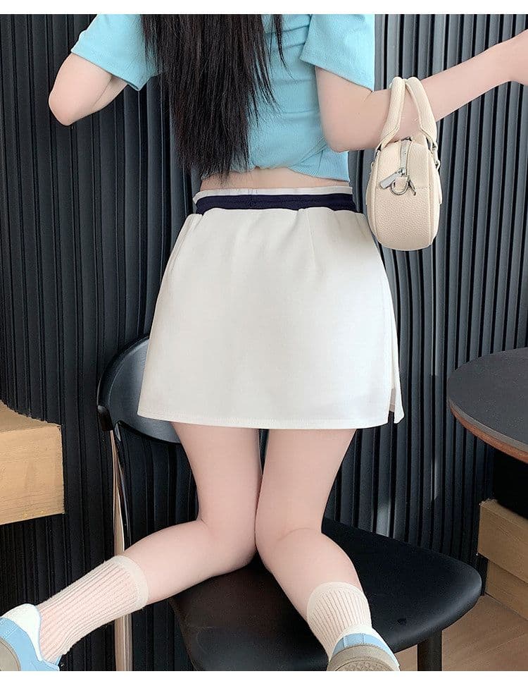 사람들 면 빈 가스 층 배색 테두리 펌프 로프 레이스업 한 마디 캐주얼 바지 여성 한국 스타일 다용도 외출용 넓은 다리가 짧다. 바지 상세 이미지 24
