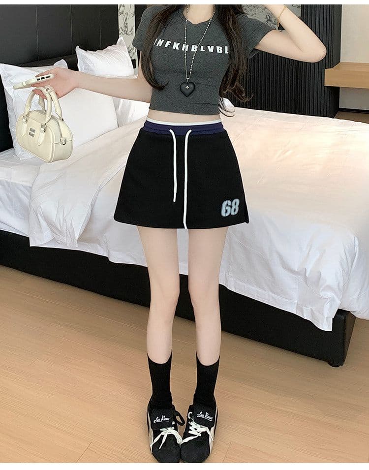 사람들 면 빈 가스 층 배색 테두리 펌프 로프 레이스업 한 마디 캐주얼 바지 여성 한국 스타일 다용도 외출용 넓은 다리가 짧다. 바지 상세 이미지 28