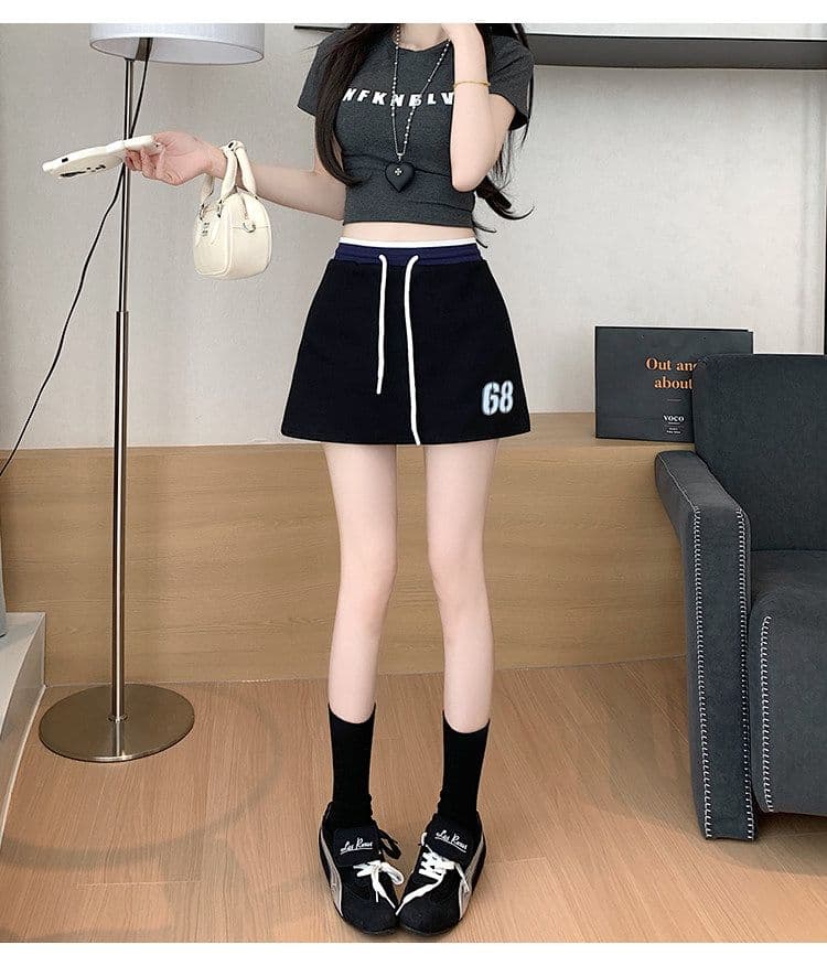 사람들 면 빈 가스 층 배색 테두리 펌프 로프 레이스업 한 마디 캐주얼 바지 여성 한국 스타일 다용도 외출용 넓은 다리가 짧다. 바지 상세 이미지 29