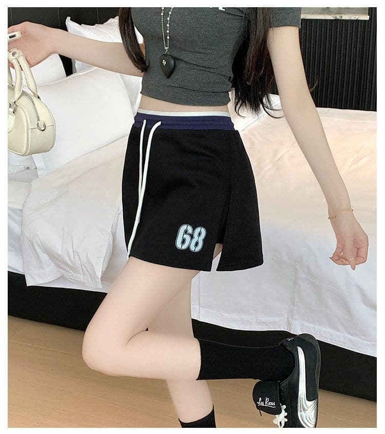 사람들 면 빈 가스 층 배색 테두리 펌프 로프 레이스업 한 마디 캐주얼 바지 여성 한국 스타일 다용도 외출용 넓은 다리가 짧다. 바지 상세 이미지 35