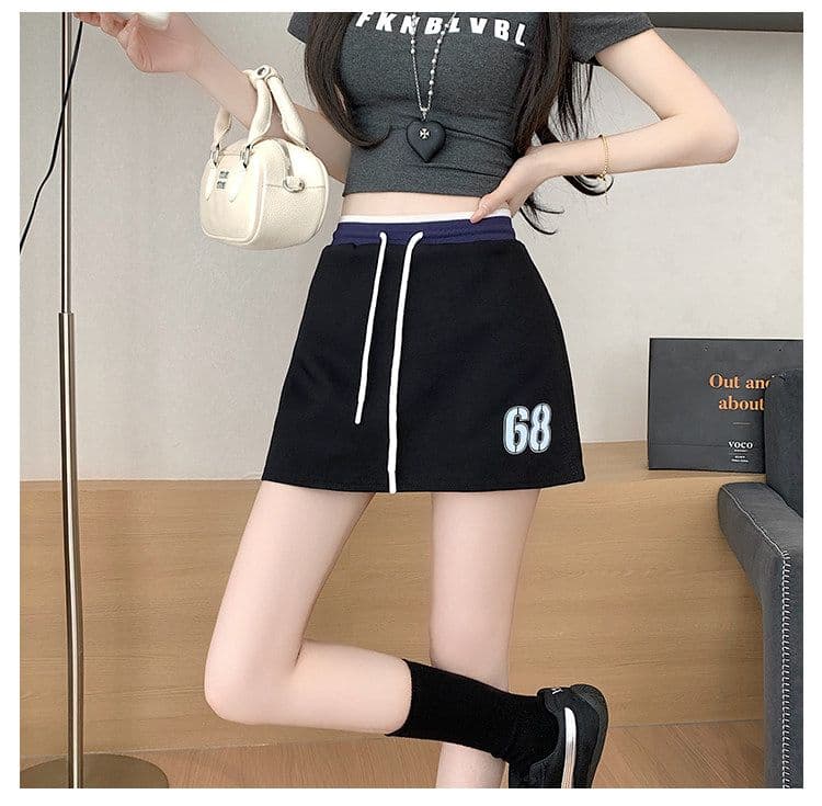 사람들 면 빈 가스 층 배색 테두리 펌프 로프 레이스업 한 마디 캐주얼 바지 여성 한국 스타일 다용도 외출용 넓은 다리가 짧다. 바지 상세 이미지 36