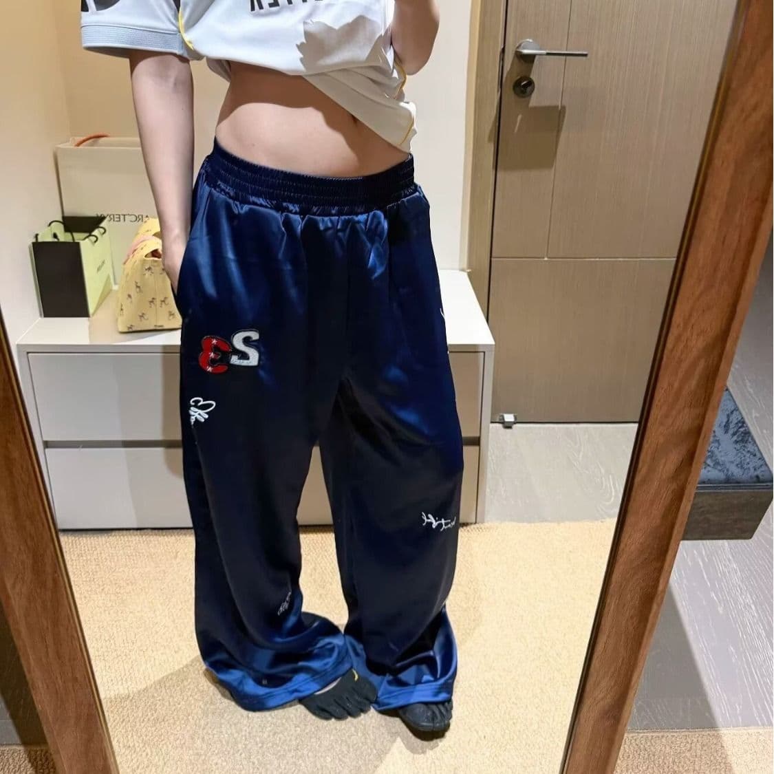 2026 아메리칸 높음 거리 알파벳 프린트 스트레이트 와이드 레그 팬츠 어린이 남녀 봄 가을 스트레이트 캐주얼 긴 바지