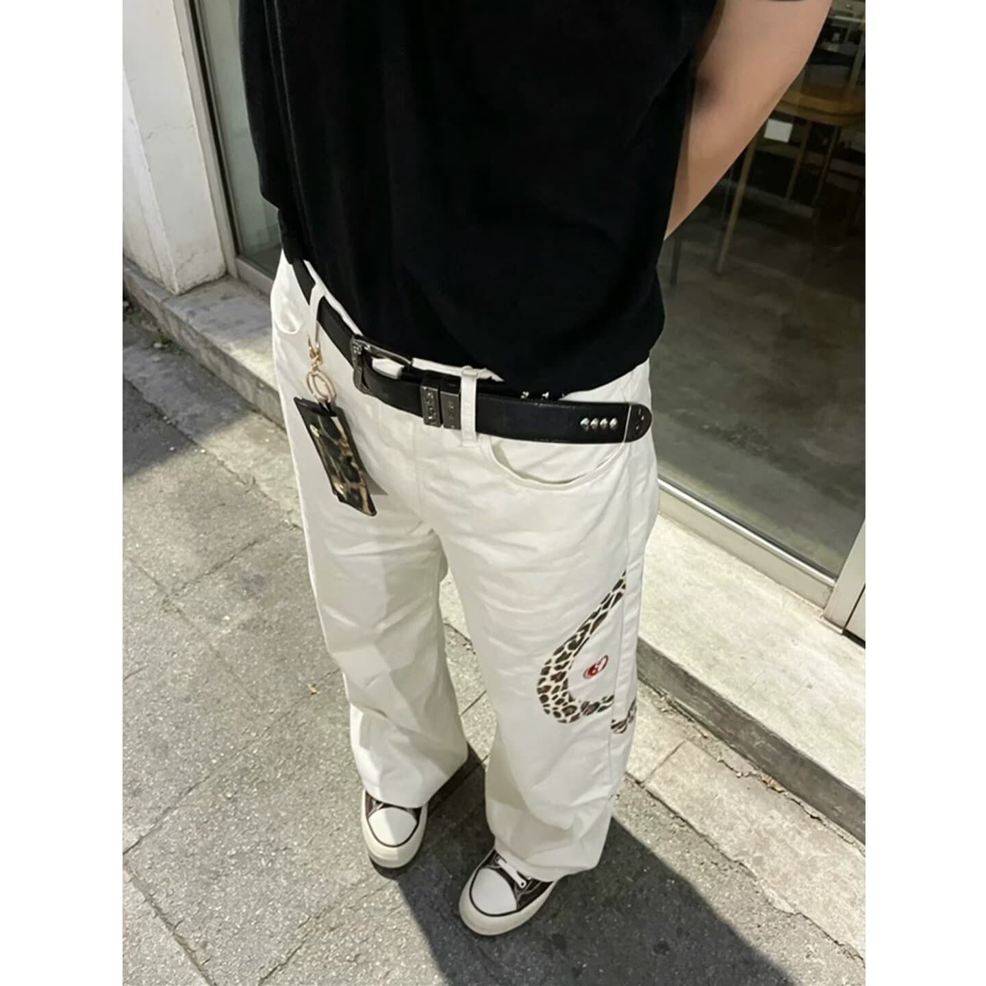 아메리칸 레트로 프린트 디자인 도루 센스 워크웨어 캐주얼 바지 남녀 느긋한 다용도 바닥 청소 바지 ins 상세 이미지 8
