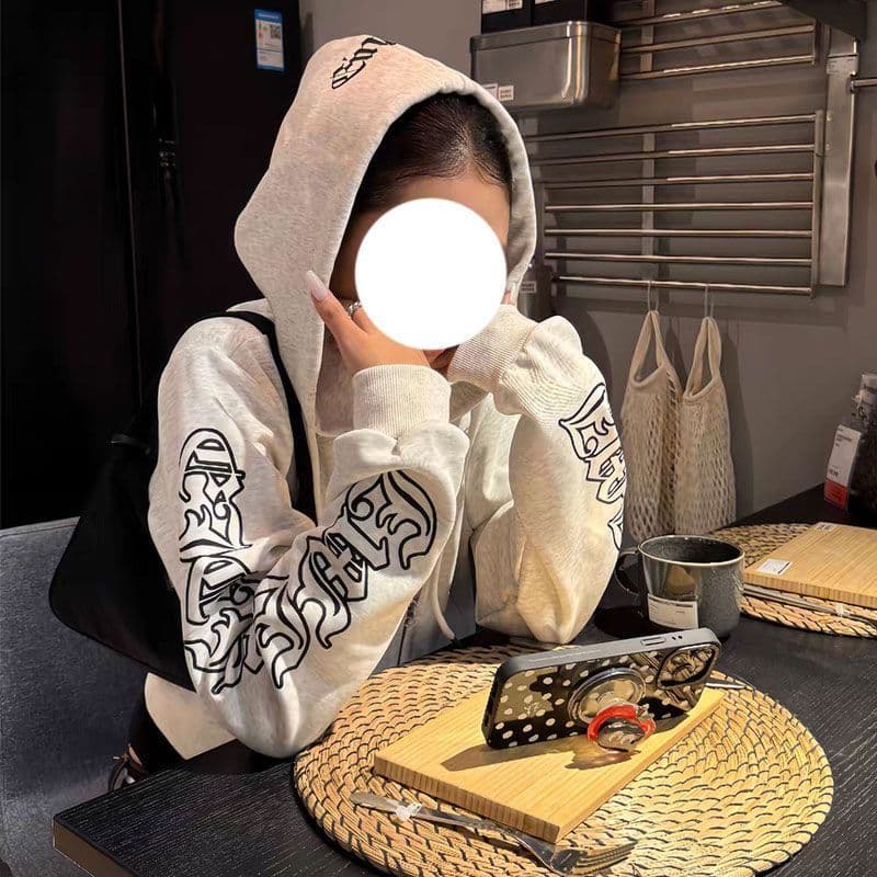 얇은 스타일 원본 솜씨 순수한 Mianhua 면 복합 후드티 여성 이미지 4