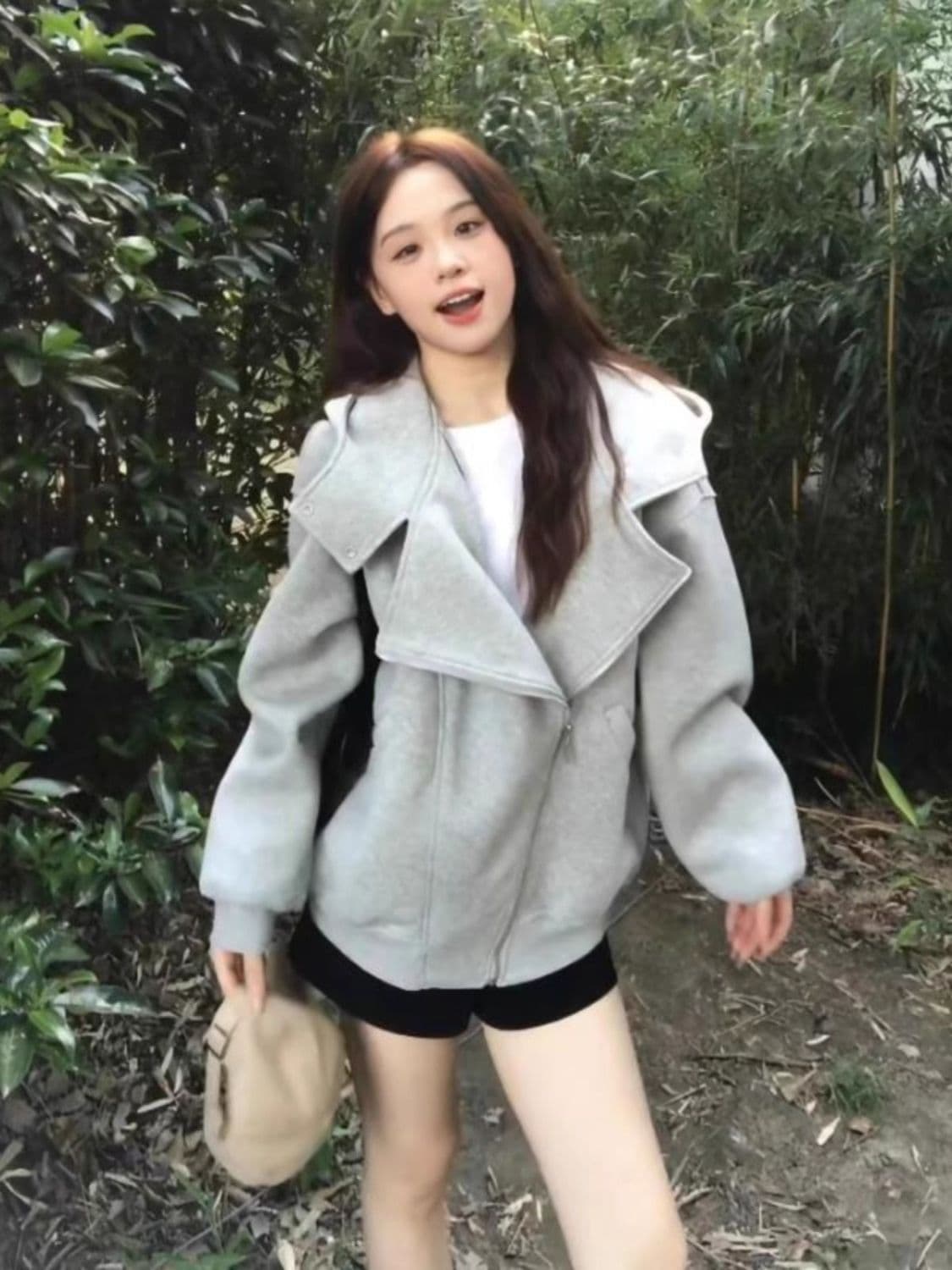 얇은 스타일 털이 있는 후아 면 복합 후드티 여성