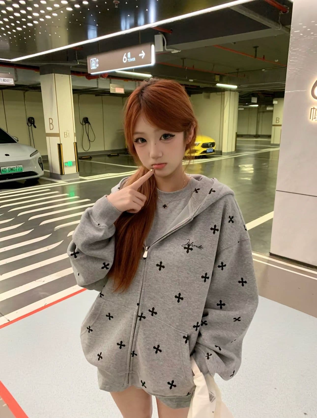 얇은 스타일 백금 지퍼 이후 패키지 칼라 순수한 Mianhua 면 복합 후드티 여성 상세 이미지 4