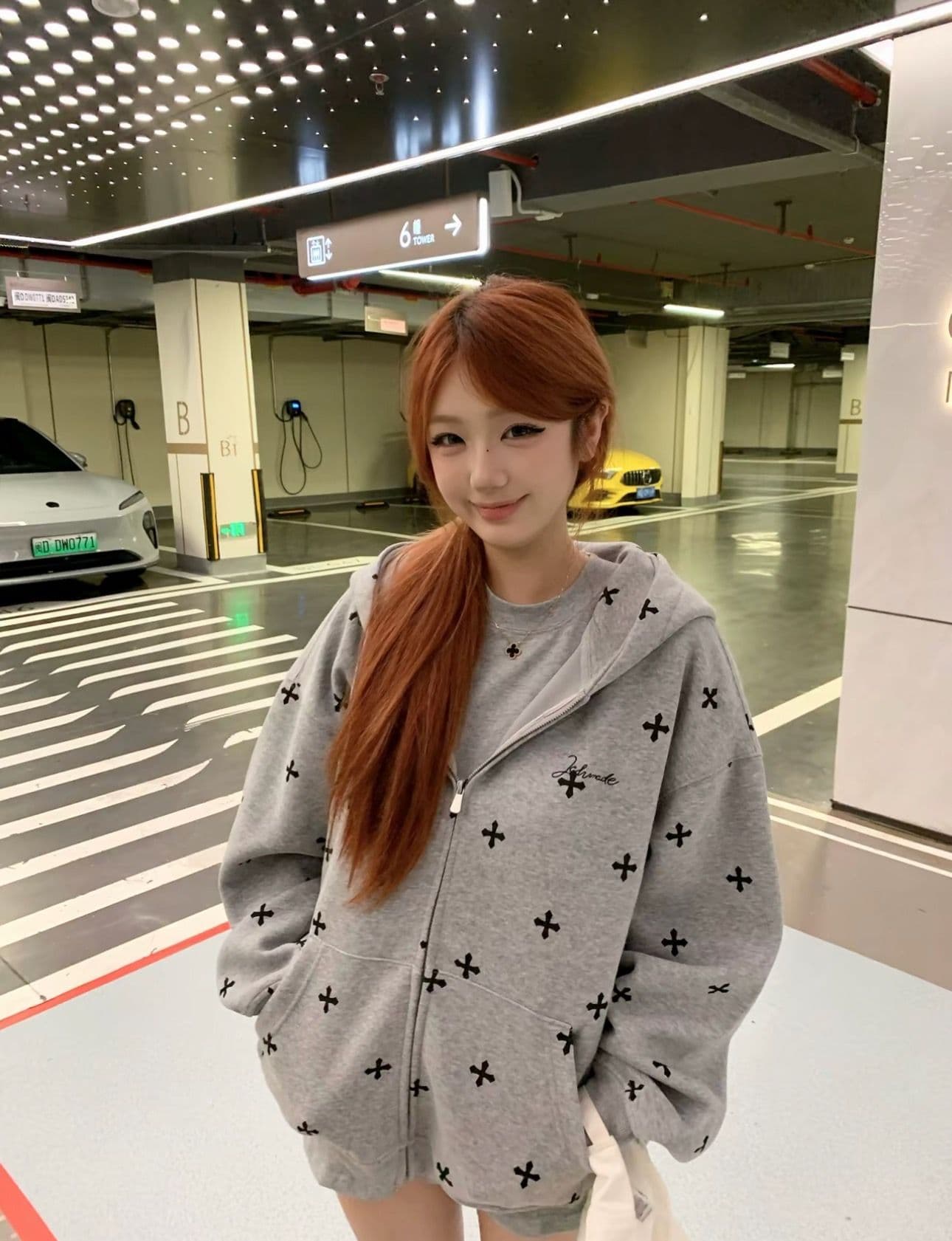얇은 스타일 백금 지퍼 이후 패키지 칼라 순수한 Mianhua 면 복합 후드티 여성 상세 이미지 5