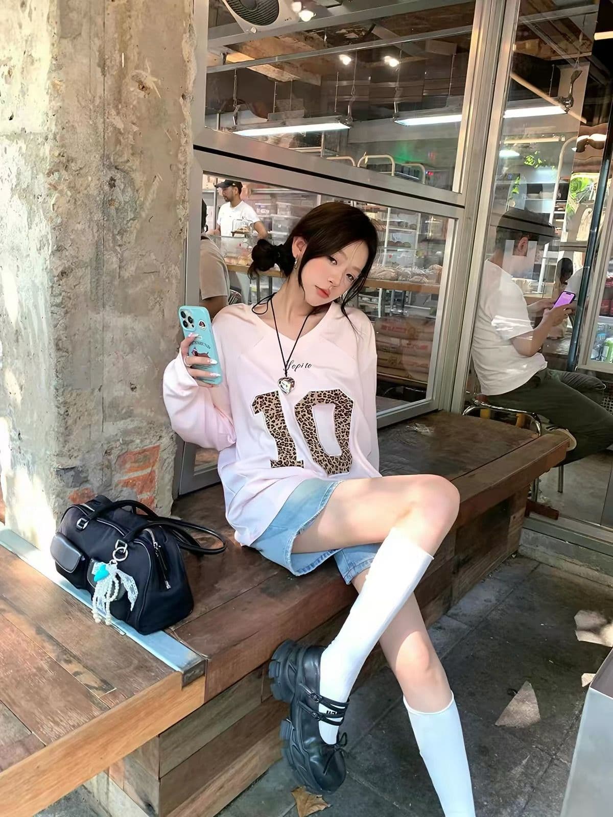 순면 220 그램 긴팔 티셔츠 여성 이미지 2