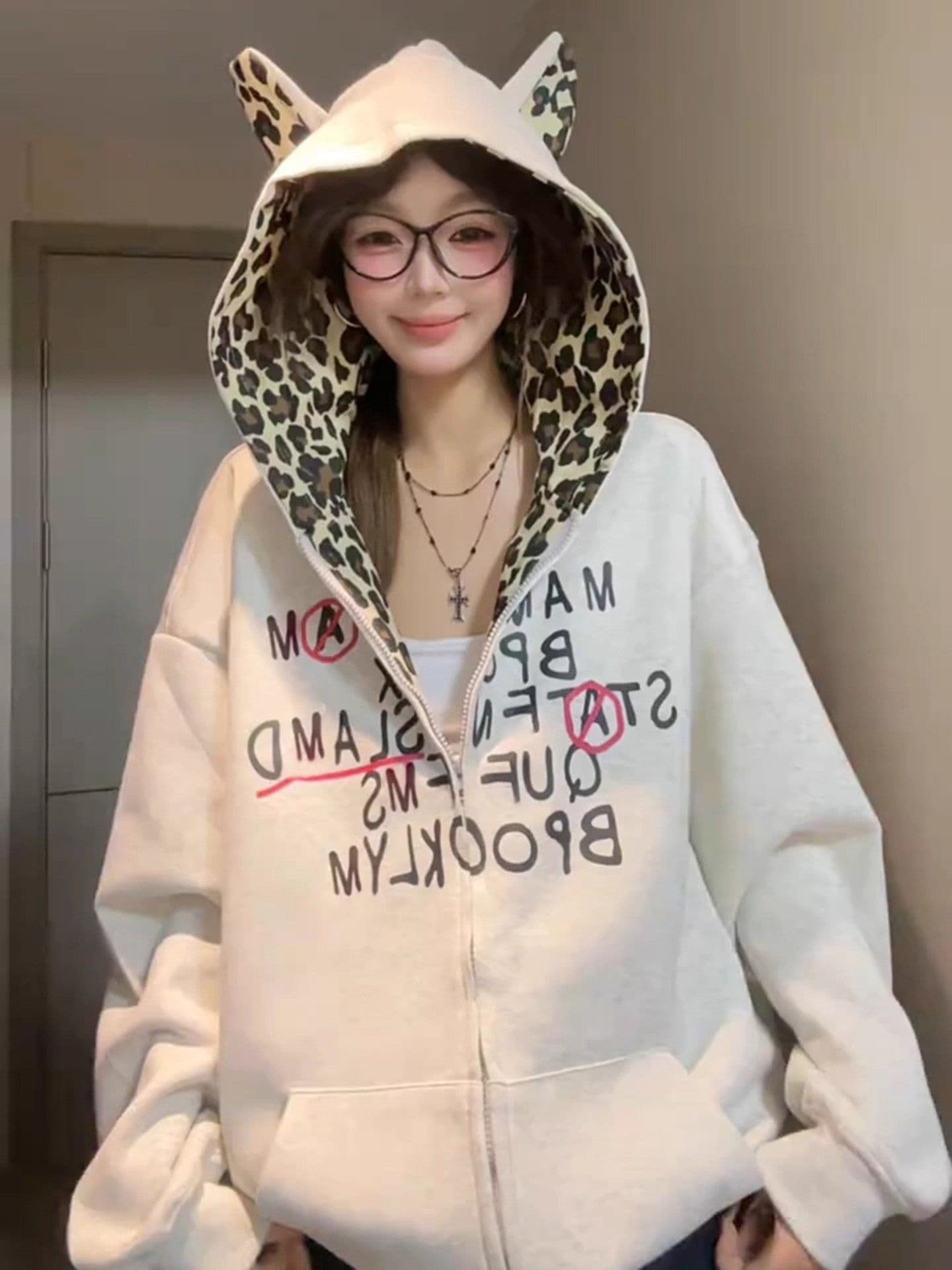 얇은 스타일 원본 솜씨 순수한 Mianhua 면 복합 후드티 여성 상세 이미지 3