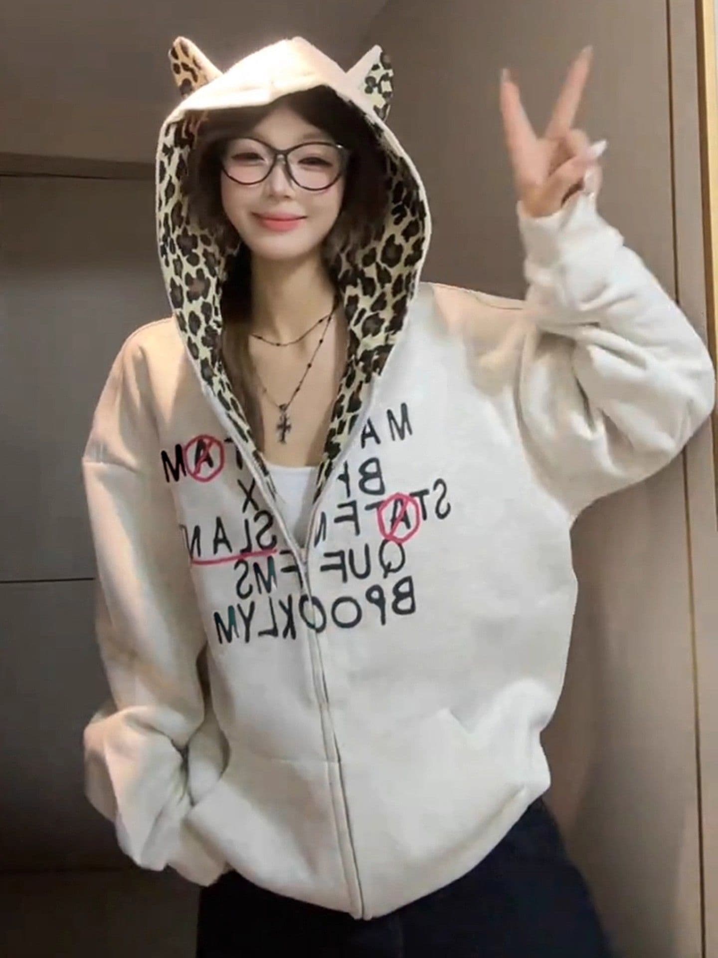 얇은 스타일 원본 솜씨 순수한 Mianhua 면 복합 후드티 여성 상세 이미지 4
