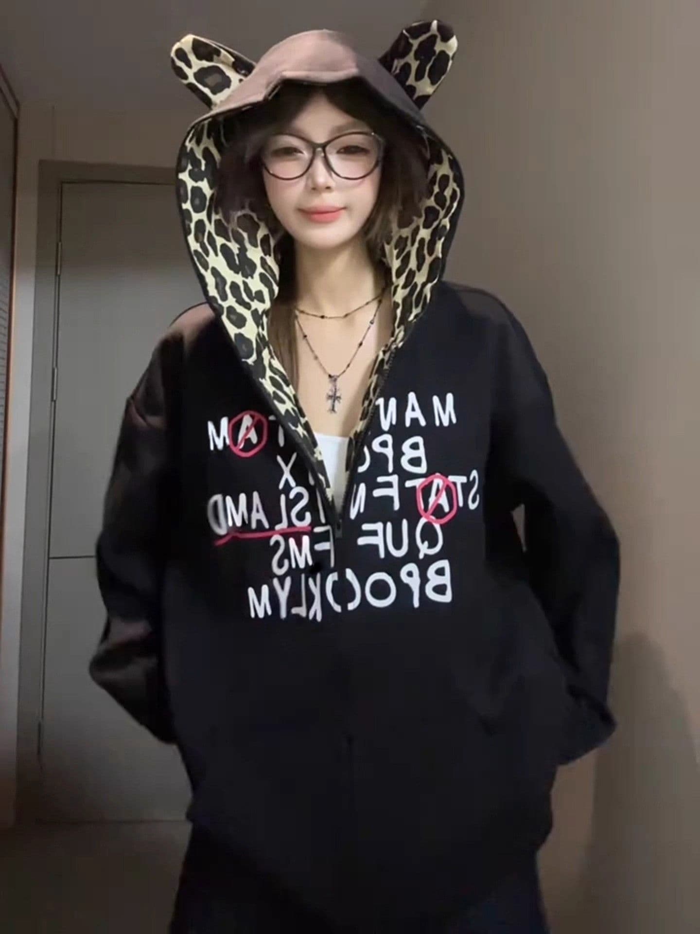 얇은 스타일 원본 솜씨 순수한 Mianhua 면 복합 후드티 여성 상세 이미지 7