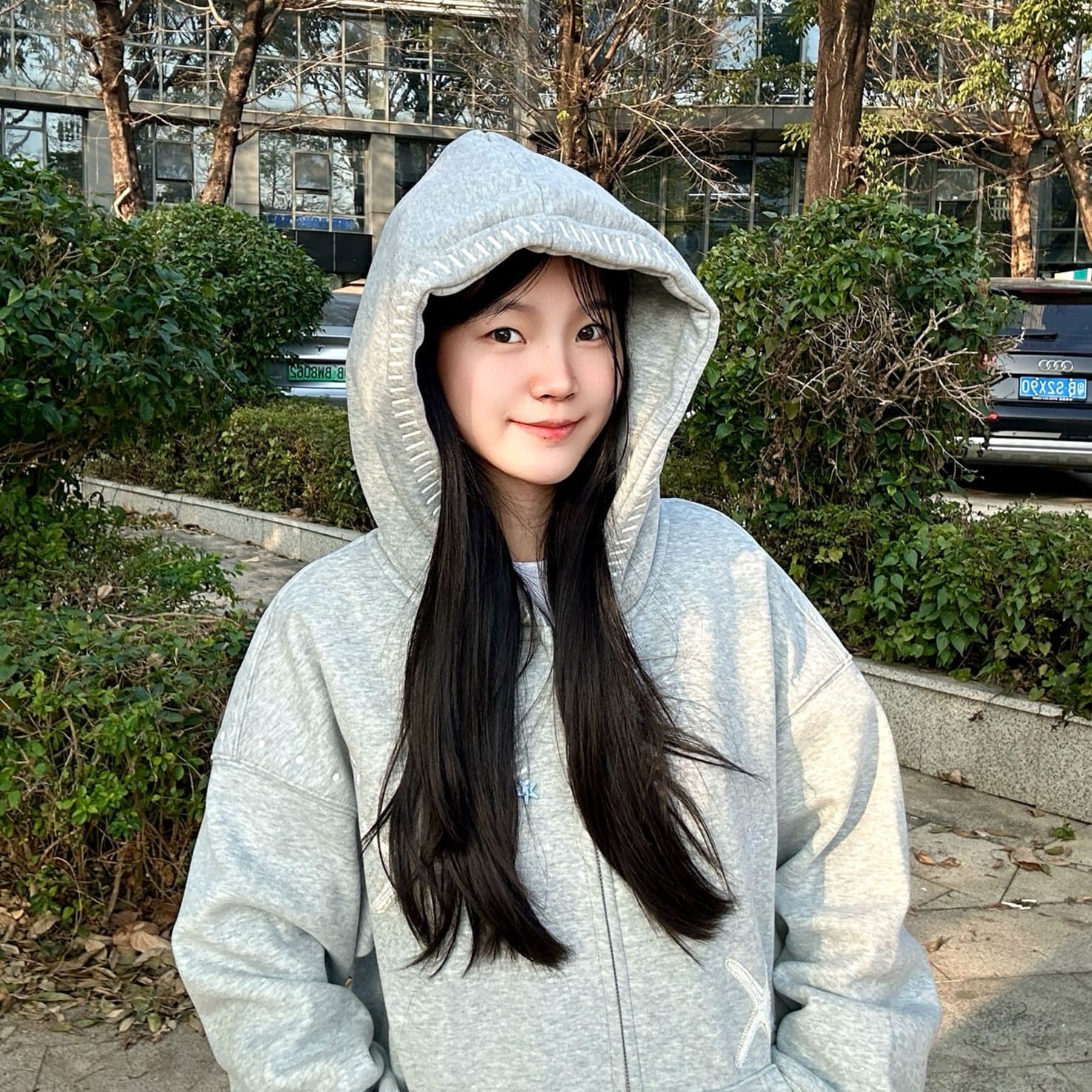 얇은 스타일 자수 막대기 가죽 수공 단추 이후 패키지 칼라 순수한 Mianhua 면 복합 후드티 여성 이미지 5