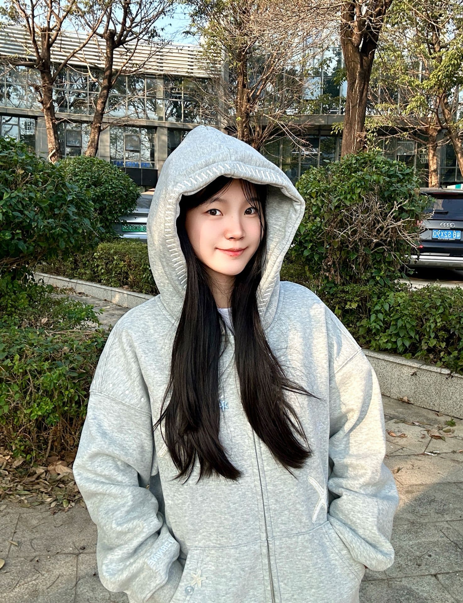 얇은 스타일 자수 막대기 가죽 수공 단추 이후 패키지 칼라 순수한 Mianhua 면 복합 후드티 여성 상세 이미지 4