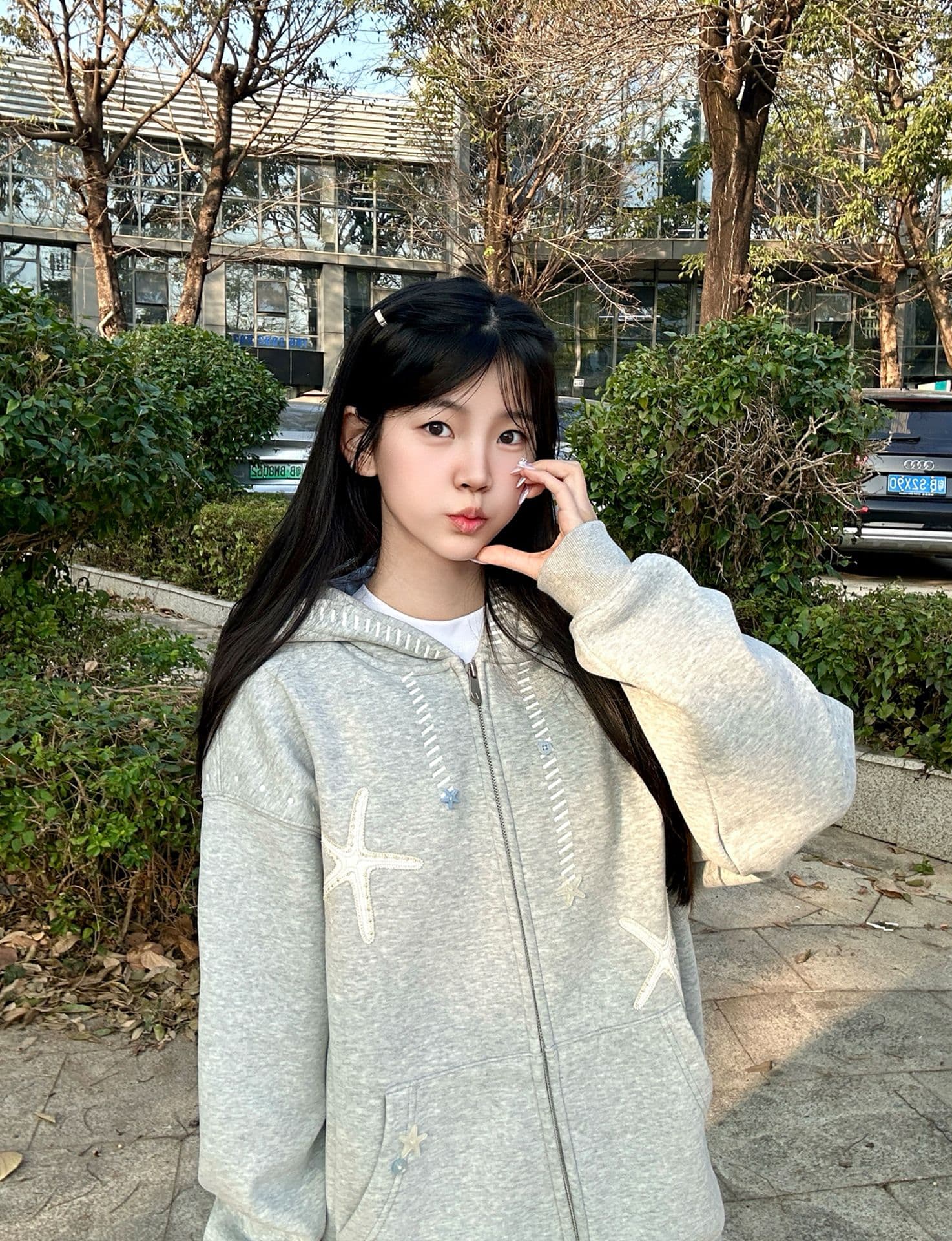 얇은 스타일 자수 막대기 가죽 수공 단추 이후 패키지 칼라 순수한 Mianhua 면 복합 후드티 여성 상세 이미지 6