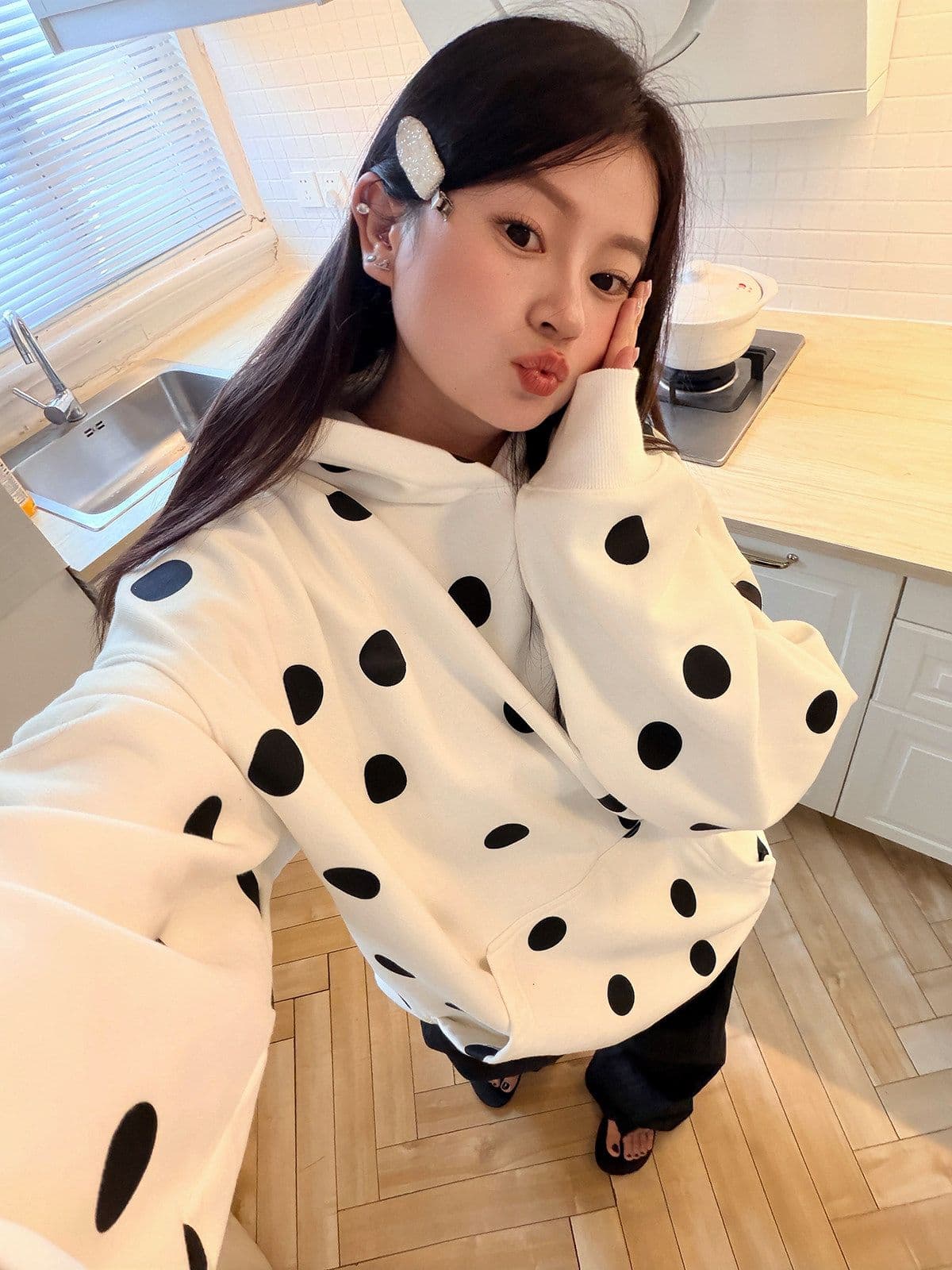 얇은 스타일 발 330 그램 이후 패키지 칼라 순수한 Mianhua 면 복합 후드티 여성