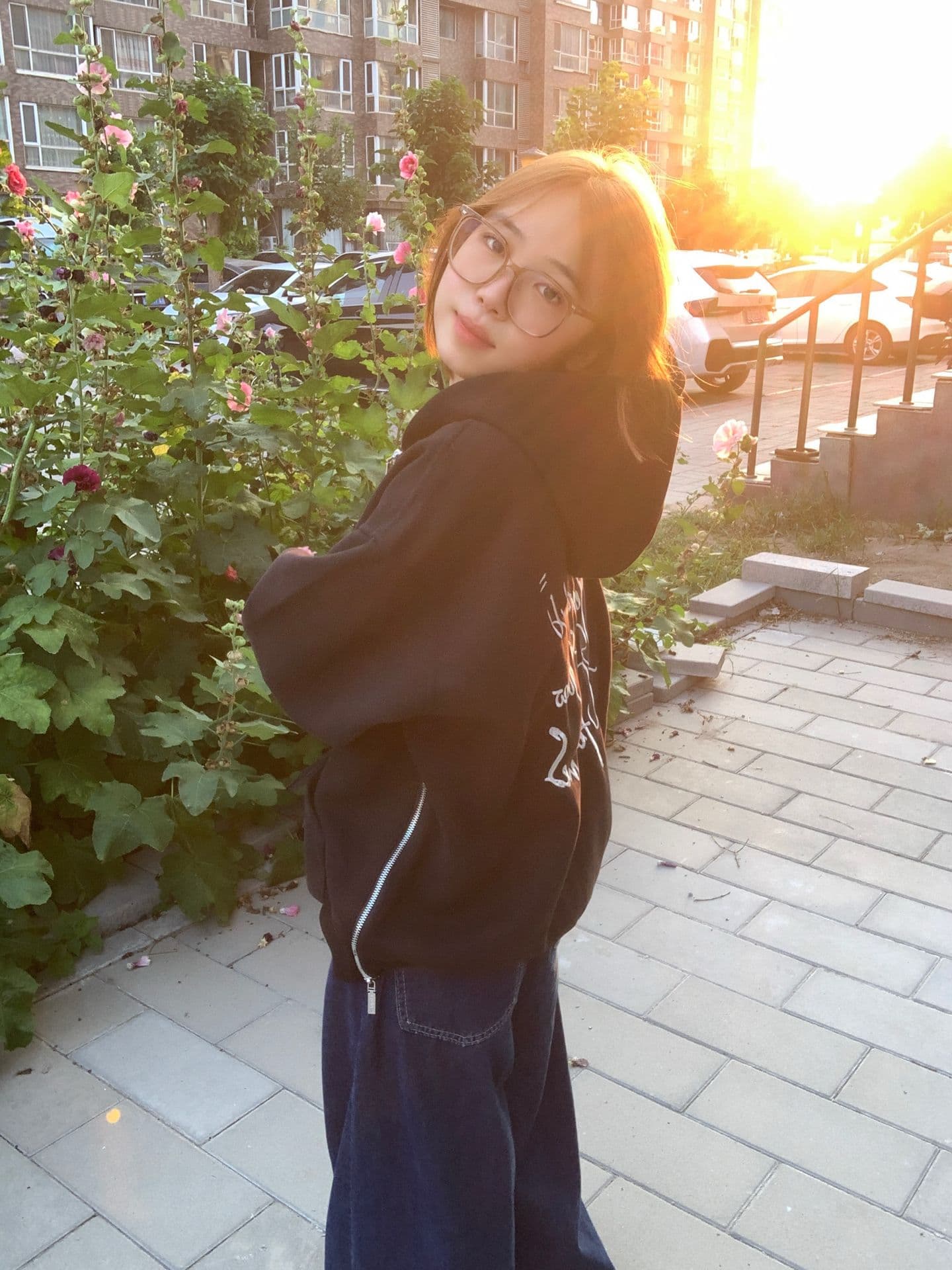 얇은 스타일 자수 측면 지퍼 이후 패키지 칼라 순수한 Mianhua 면 복합 후드티 여성 상세 이미지 11