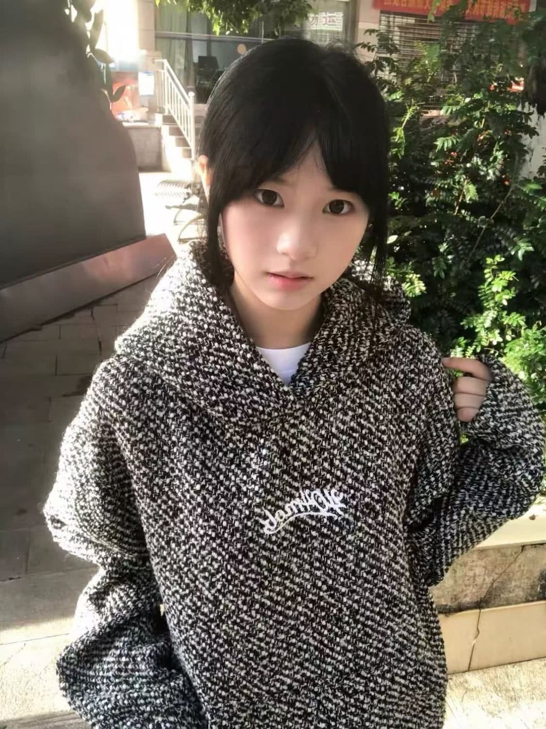 광저우 원본 작은 샤넬 스타일 원단 후드티 여성