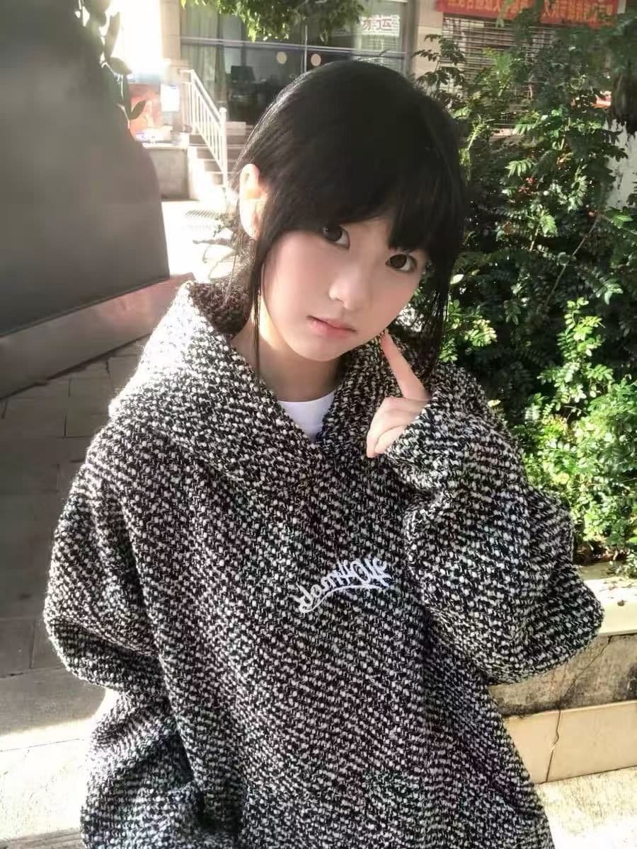 광저우 원본 작은 샤넬 스타일 원단 후드티 여성 이미지 4