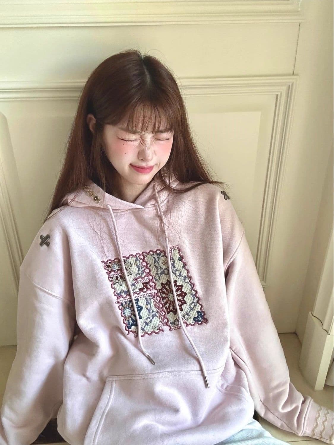 얇은 스타일 털이 있는 순수한 Mianhua 면 복합 후드티 여성 상세 이미지 3
