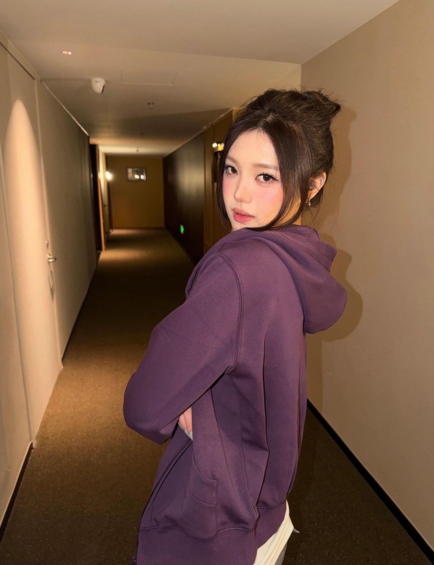 얇은 스타일 자수 소매 구멍 압력 라인 원본 천 인사이드 펌프 이후 패키지 칼라 순수한 Mianhua 면 복합 후드티 여성 상세 이미지 6