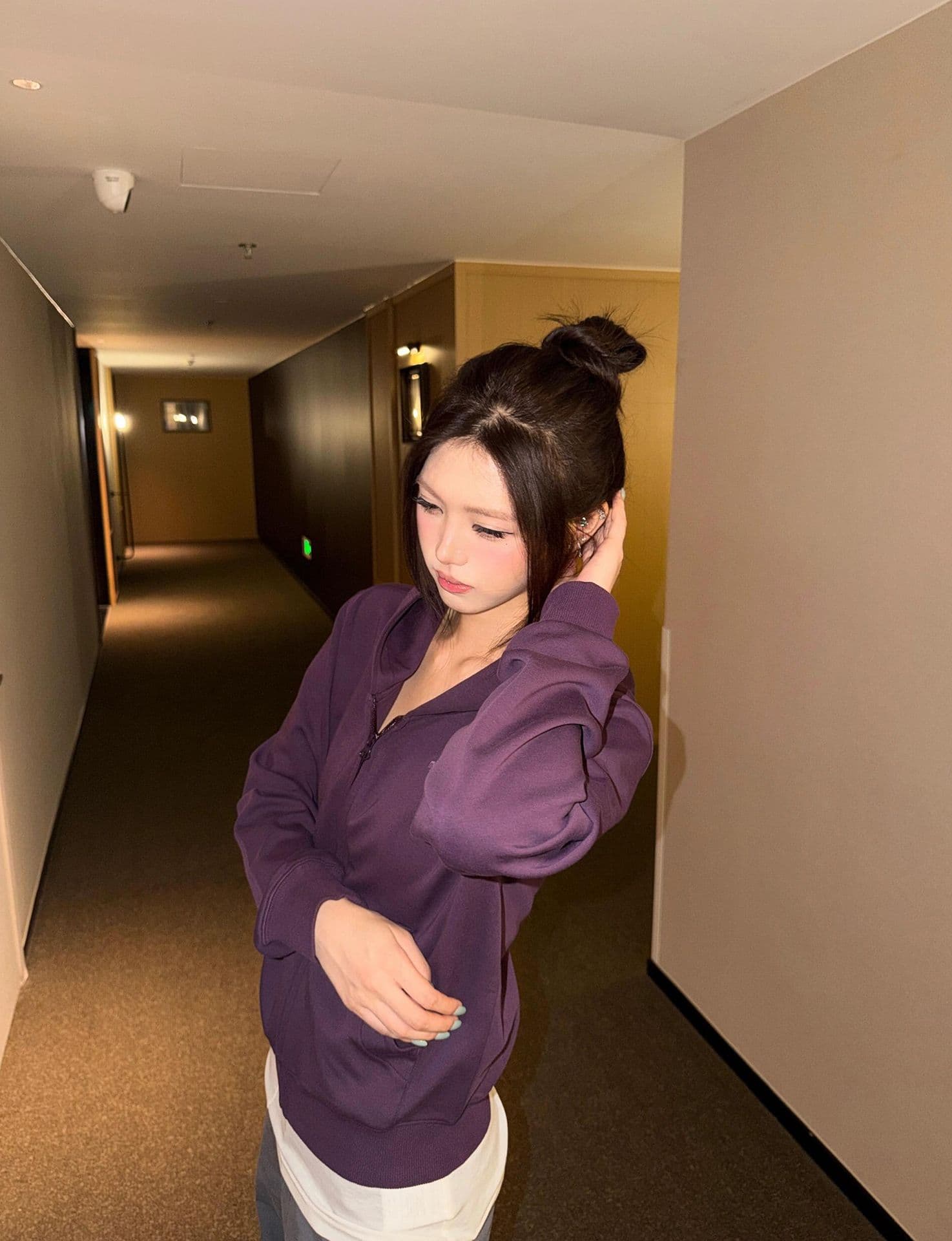 얇은 스타일 자수 소매 구멍 압력 라인 원본 천 인사이드 펌프 이후 패키지 칼라 순수한 Mianhua 면 복합 후드티 여성 상세 이미지 7