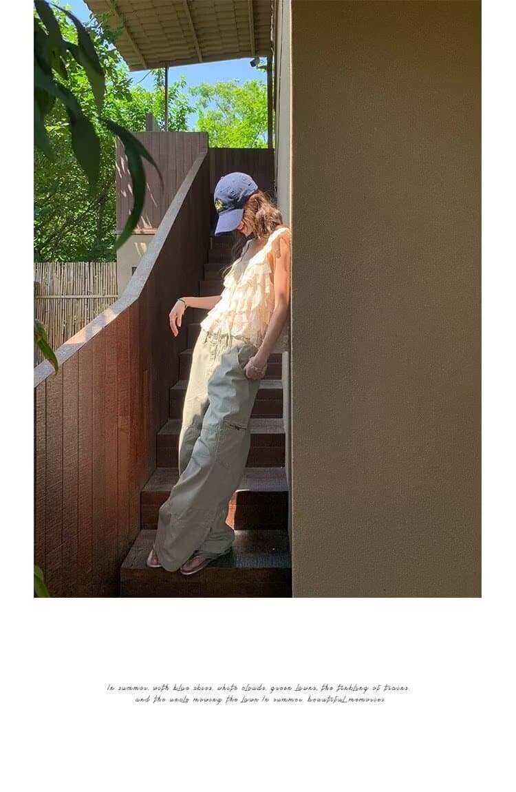 아메리칸 레트로 디자인 센스 모통이 칼 바지 남녀 2026 새로운 다용도 웃음 하 주머니 루즈핏 워크웨어 캐주얼 바지 상세 이미지 13