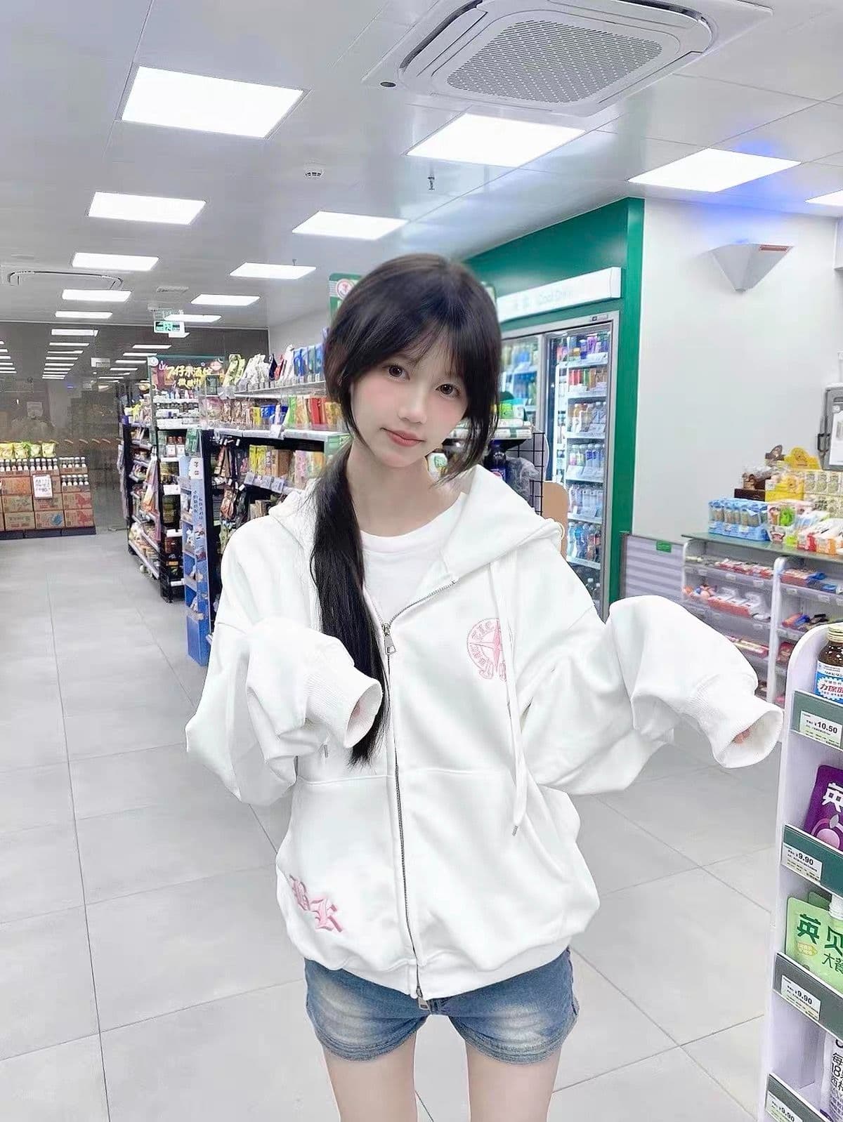 얇은 스타일 백금 지퍼 원본 부형제 이후 패키지 칼라 순수한 Mianhua 면 복합 후드티 여성 상세 이미지 6