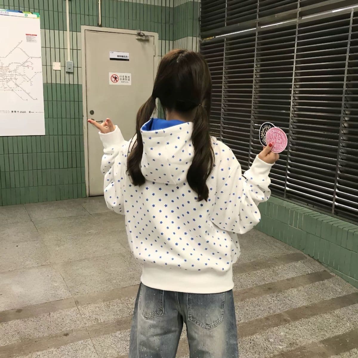 얇은 스타일 원본 부형제 이후 패키지 칼라 순수한 Mianhua 면 복합 후드티 여성 이미지 3