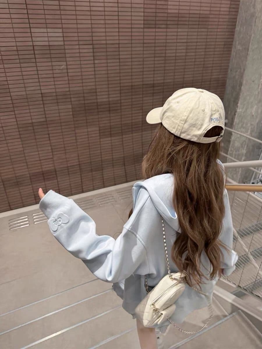 얇은 스타일 범프 인쇄 백금 지퍼 이후 패키지 칼라 순수한 Mianhua 면 복합 후드티 여성 이미지 3
