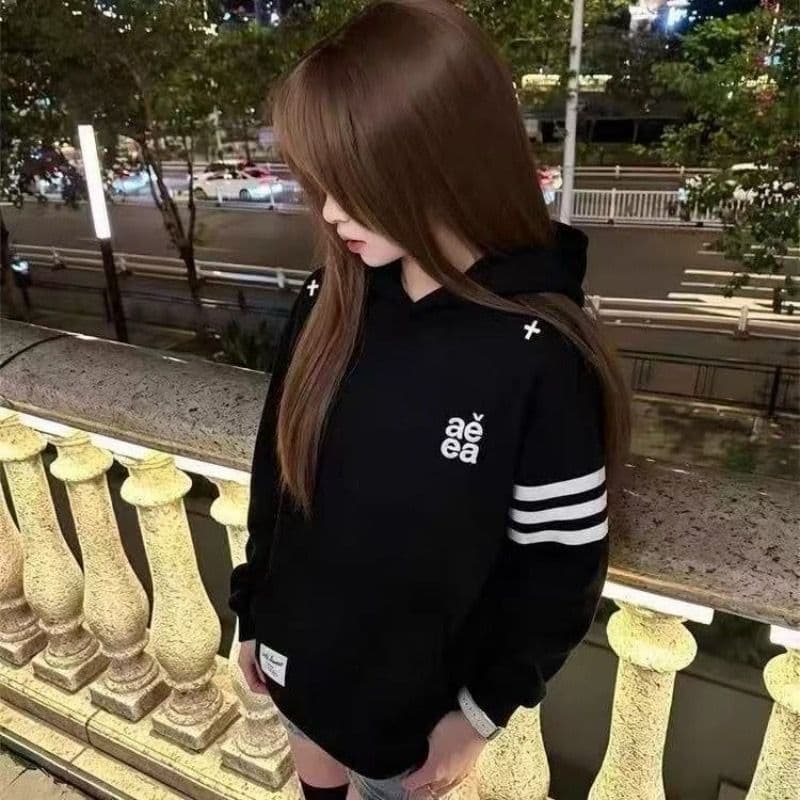 얇은 스타일 자수 이후 패키지 칼라 순수한 Mianhua 면 복합 후드티 여성 상세 이미지 2